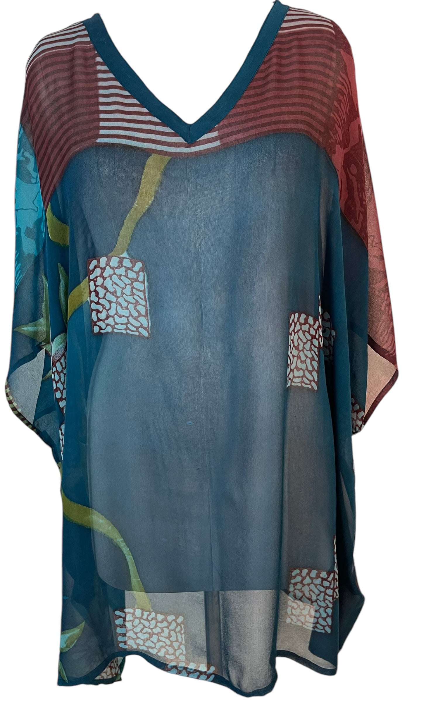 PRG5631 Sheer Avatar Pure Silk Short Kaftan Tunic