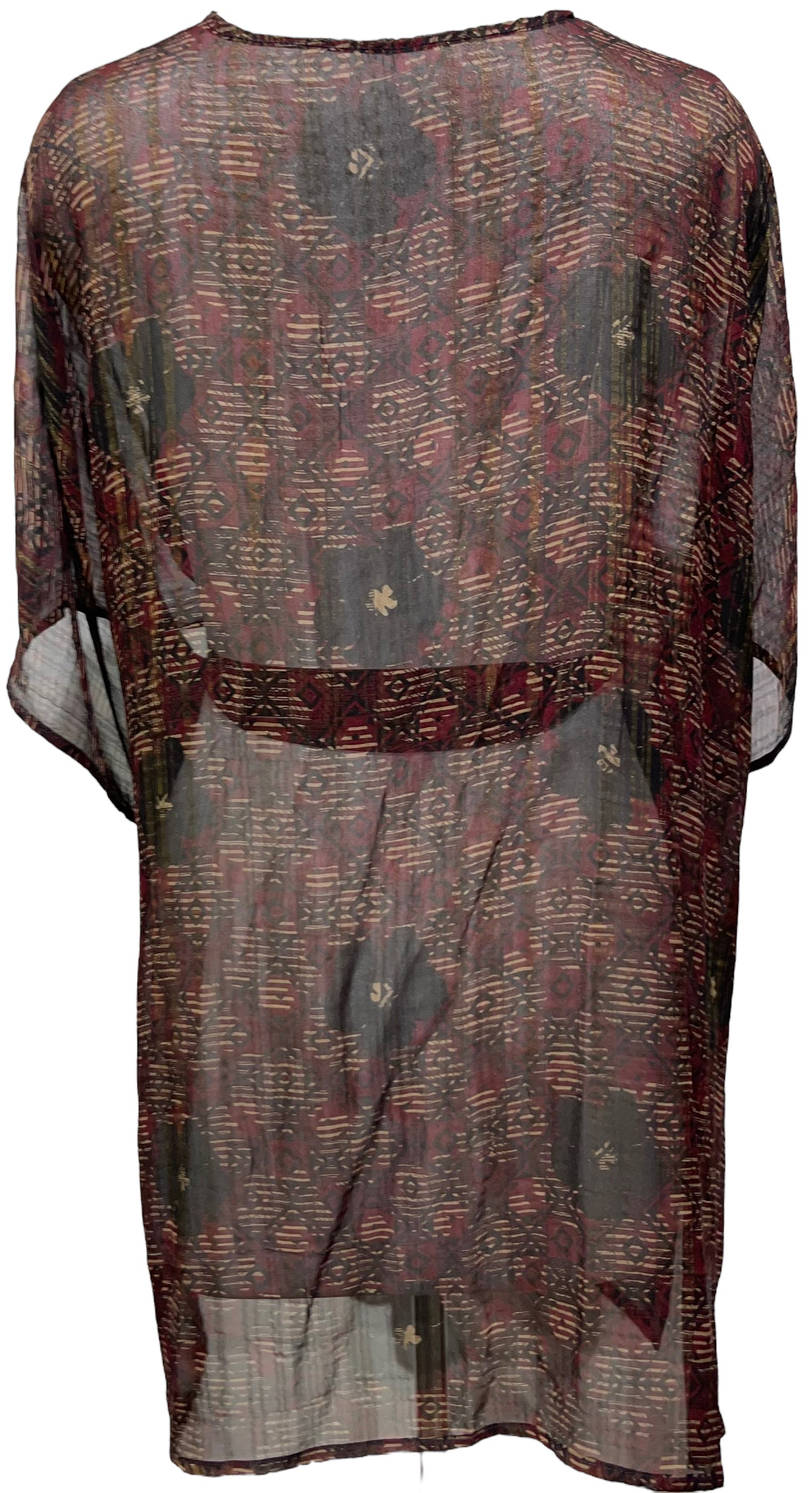 PRG3570 Sheer Nirvana Pure Silk Kimono-Sleeved Jacket with Belt