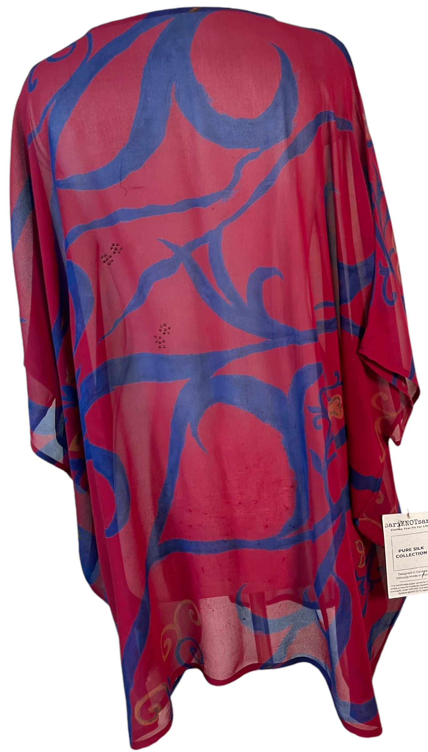 PRG5629 Sheer Wabi Sabi Pure Silk Short Kaftan Tunic