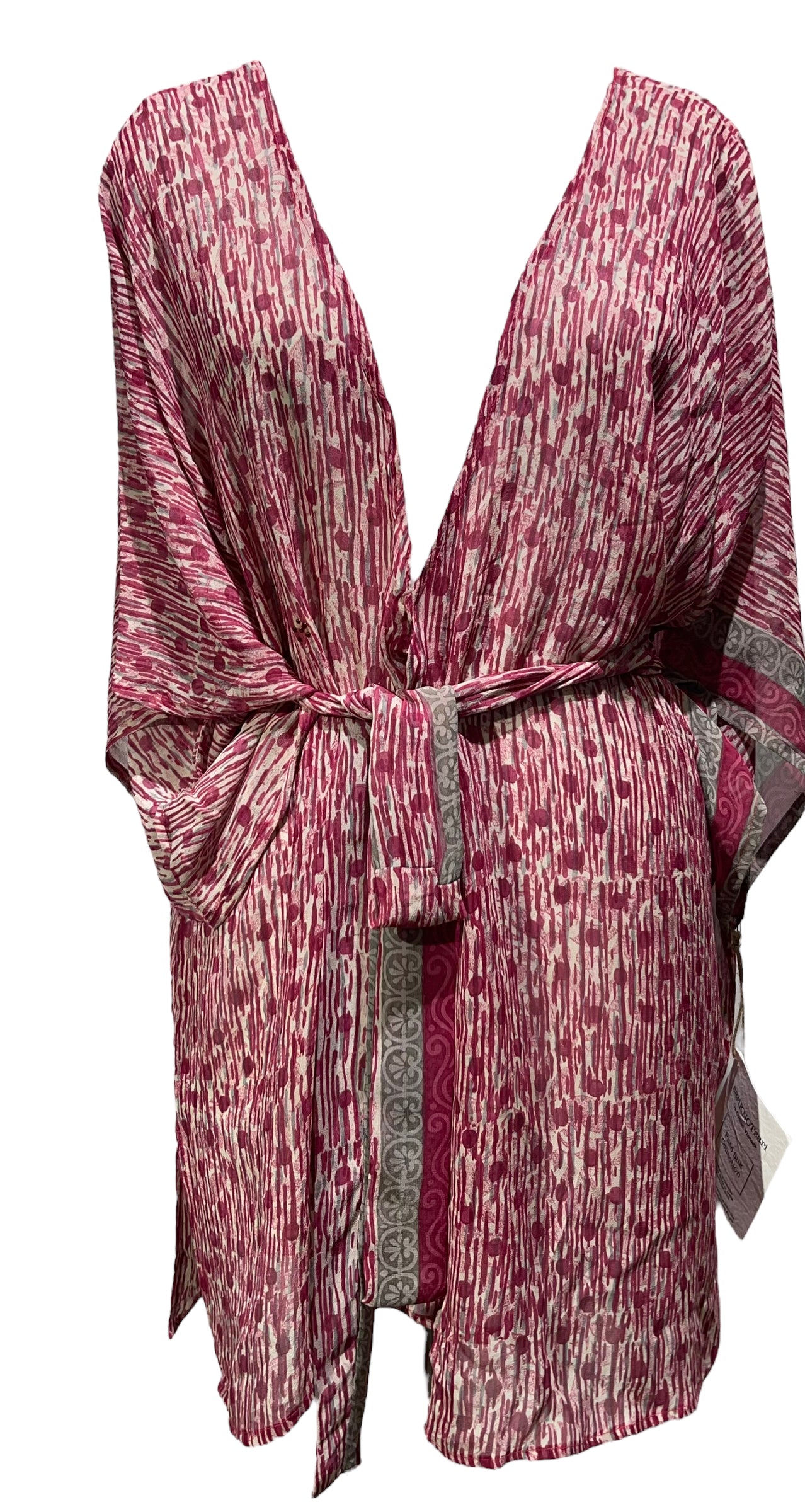 PRG3893 Sheer Avatar Pure Silk Kimono-Sleeved Jacket with Belt