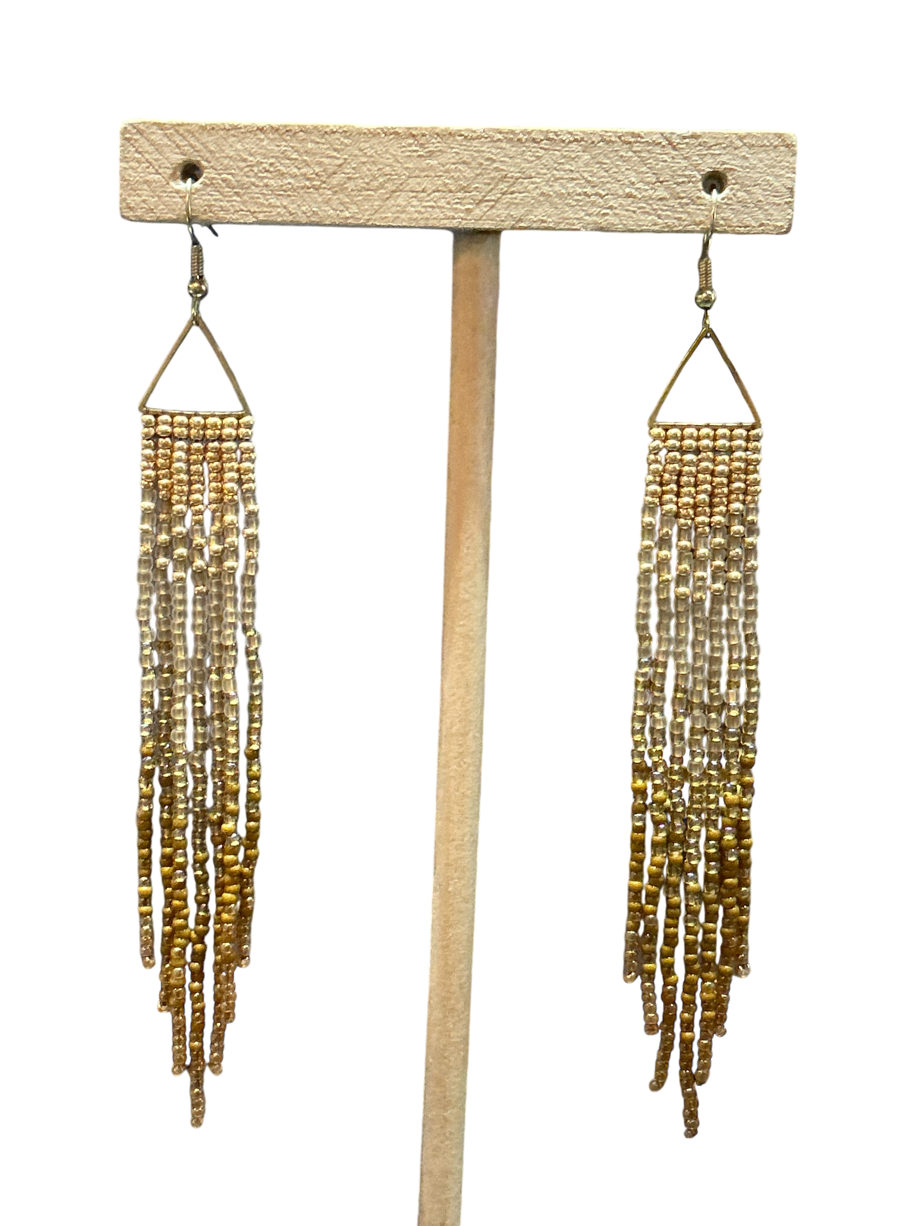 Golden Mini Triangle Fringe Earrings