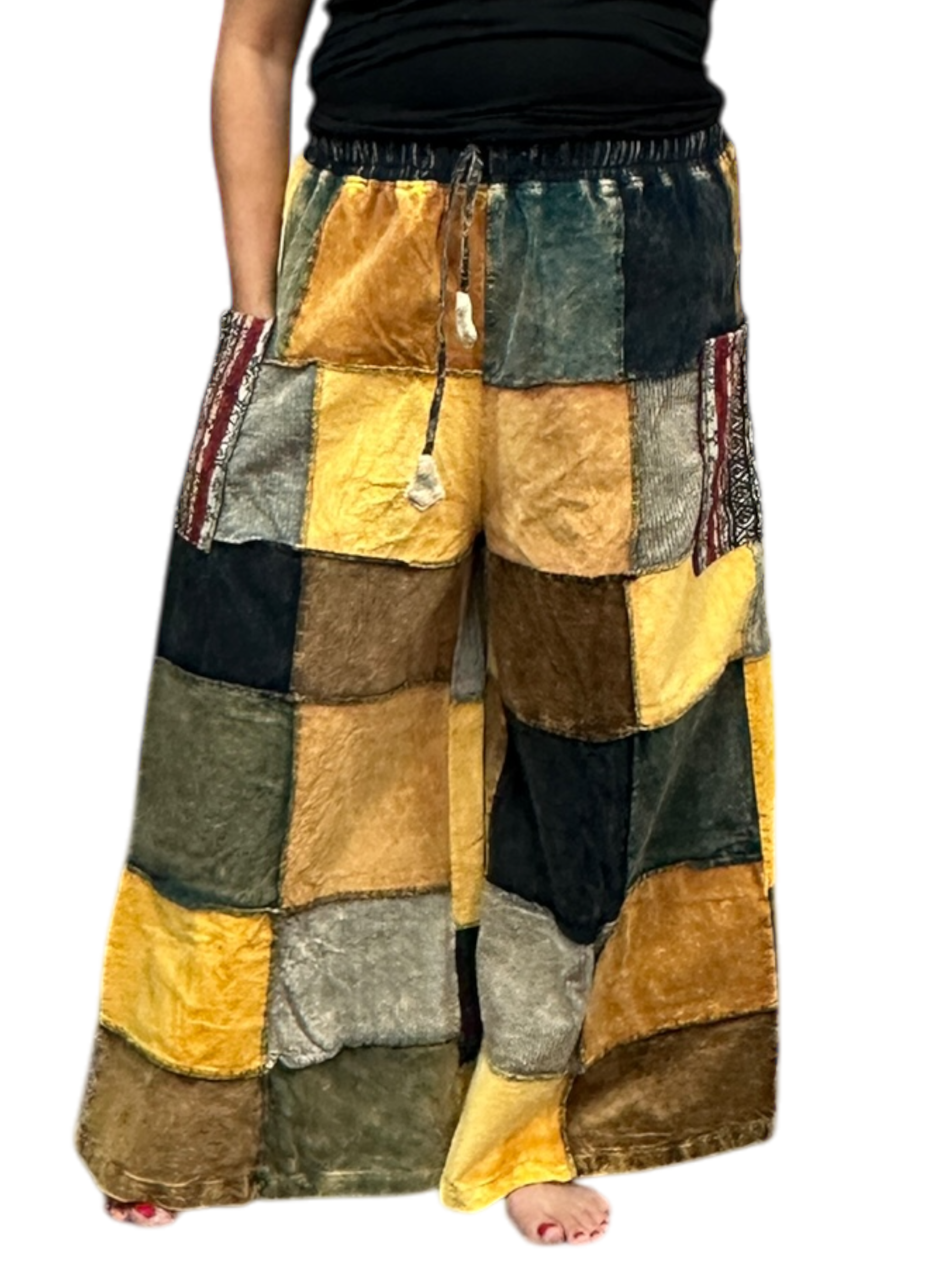 Mostly Yellow Corduroy Patchwork Pants