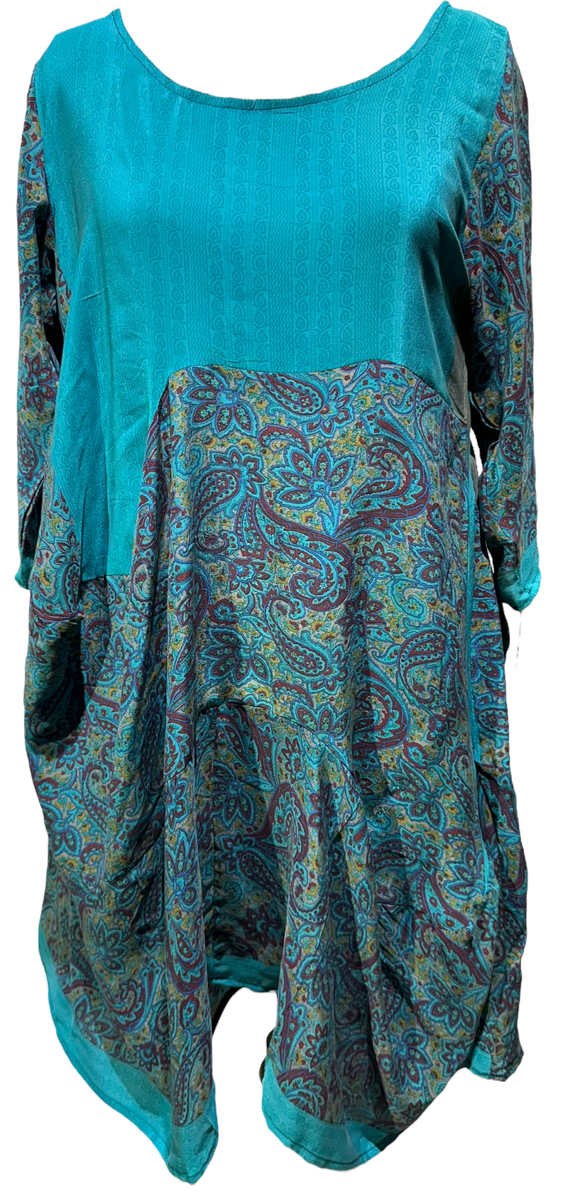 PRC4256  Avatar Pure Silk Sculptural Long Tunic Dress