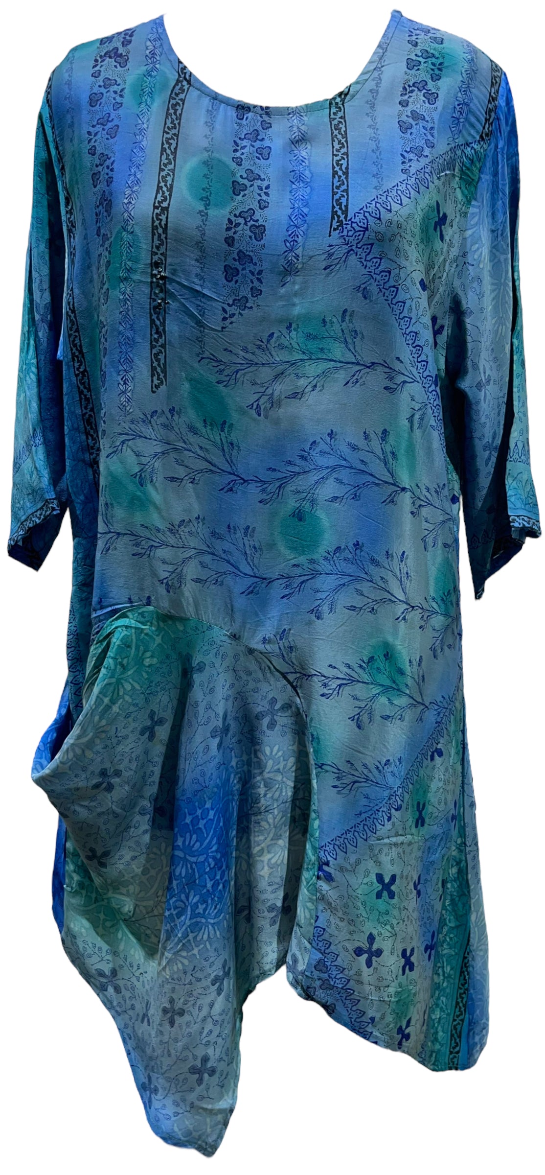 PRC5492 Wabi Sabi Pure Silk Self Pocket Tunic Dress