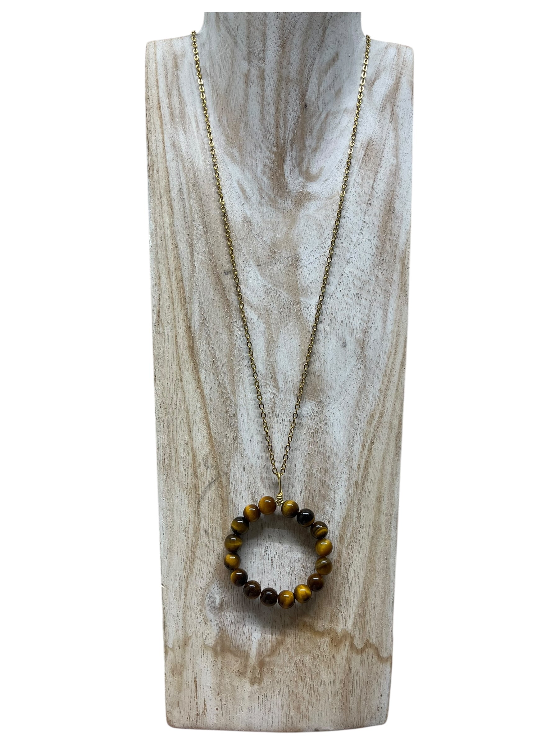 Circle of Life Tiger Eye Necklace - gold