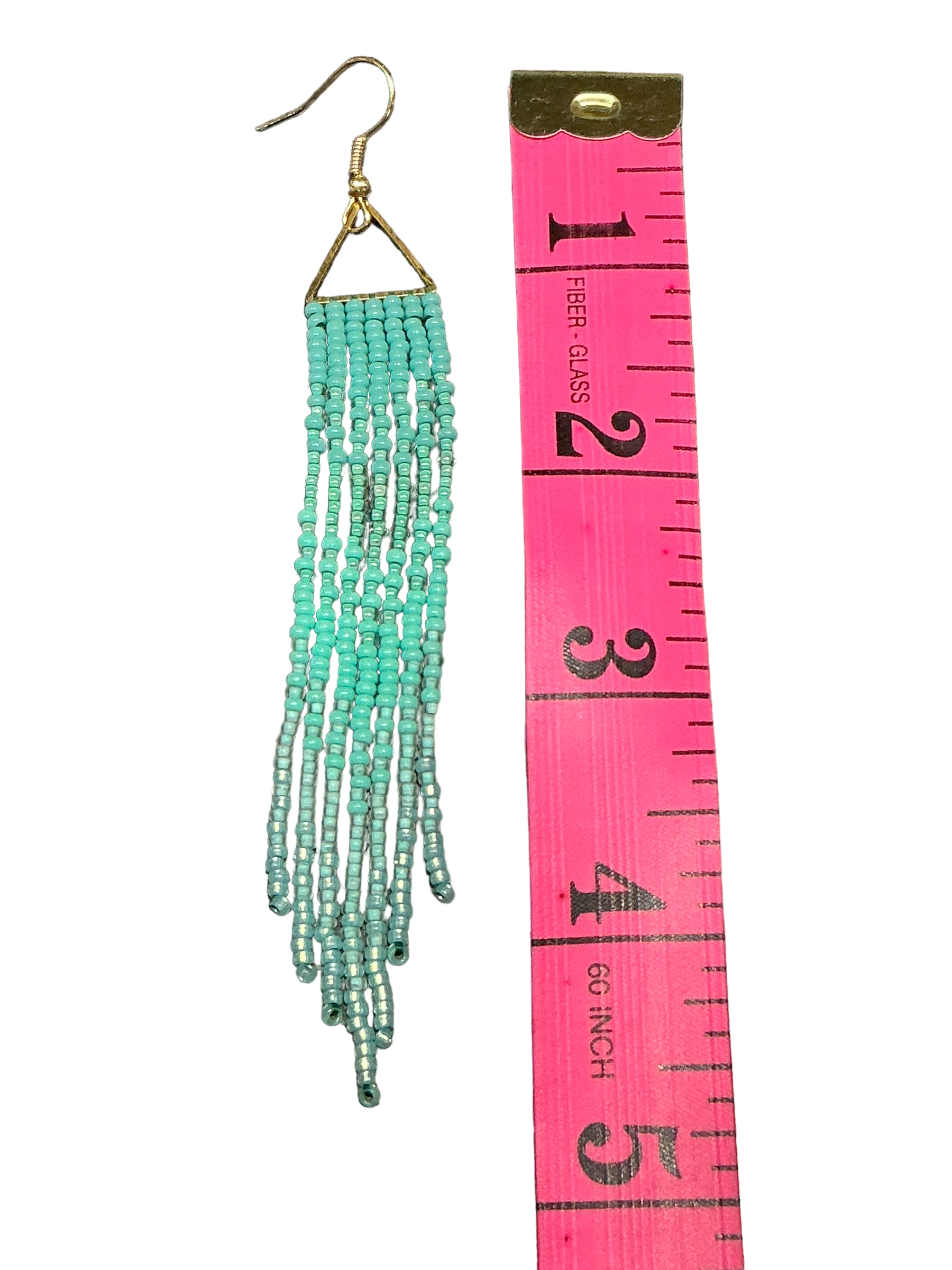 Seafoam Mini Triangle Fringe Earrings