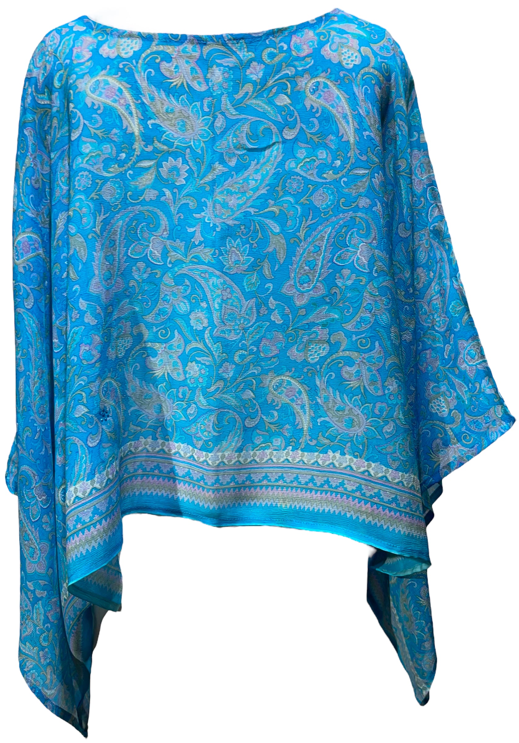 PCH4597 Sheer Pure Chiffon Silk Avatar Pure Silk Kimono-Sleeved Top