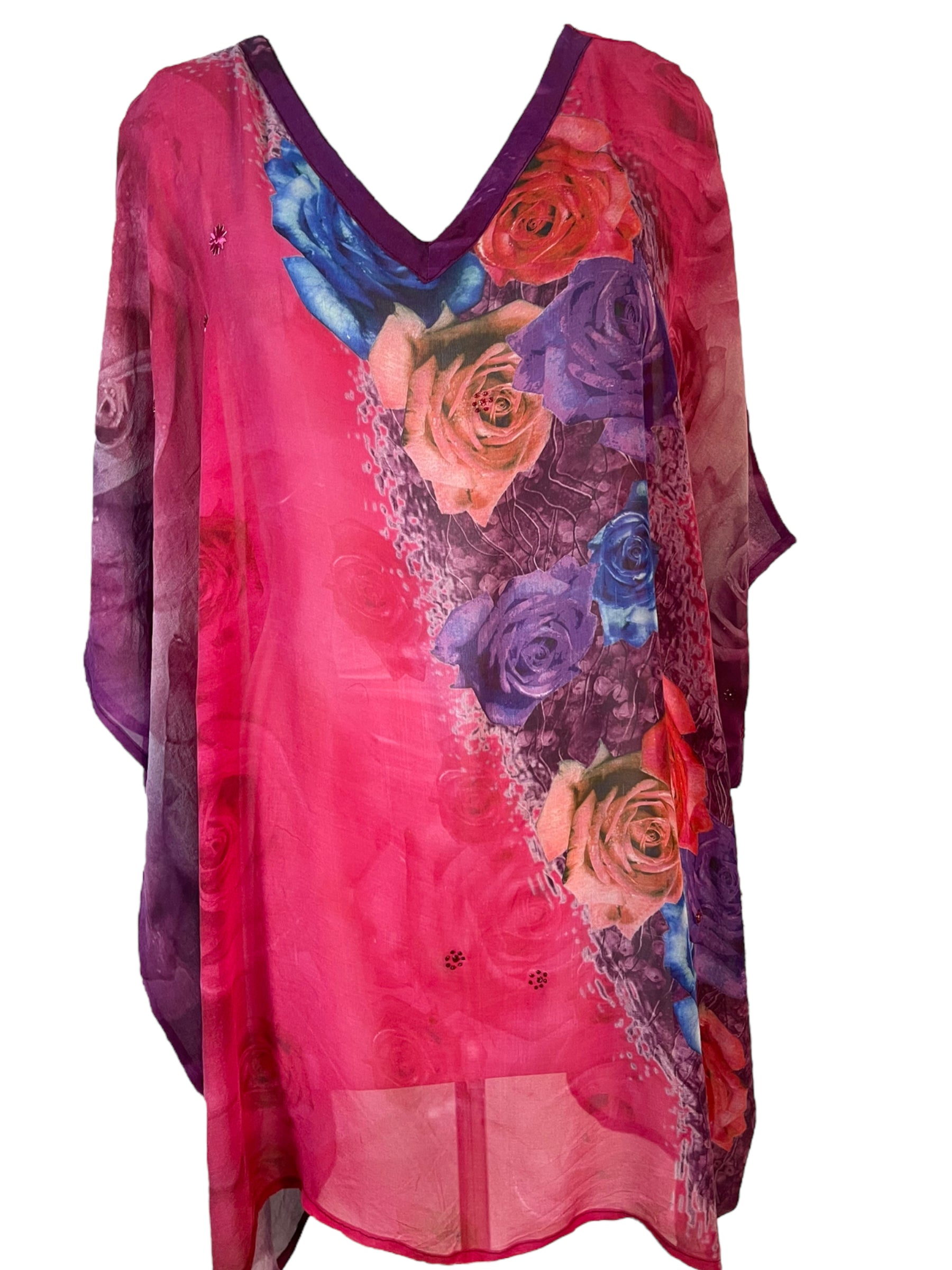 PRG5783 Sheer Avatar Pure Silk Short Kaftan Tunic