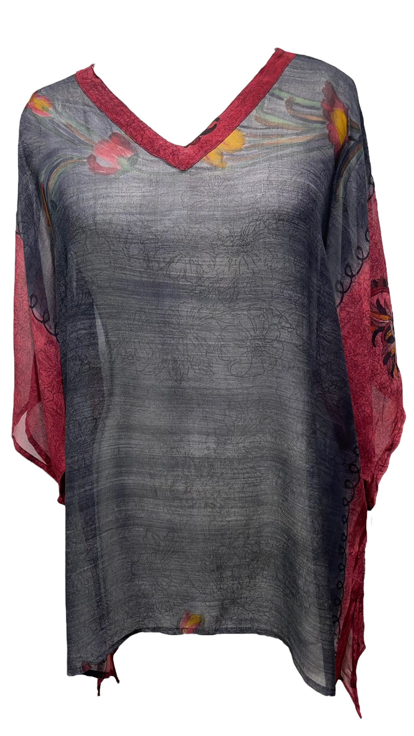 PRC8737 Avatar Pure Silk Long Tunic with Side Ties