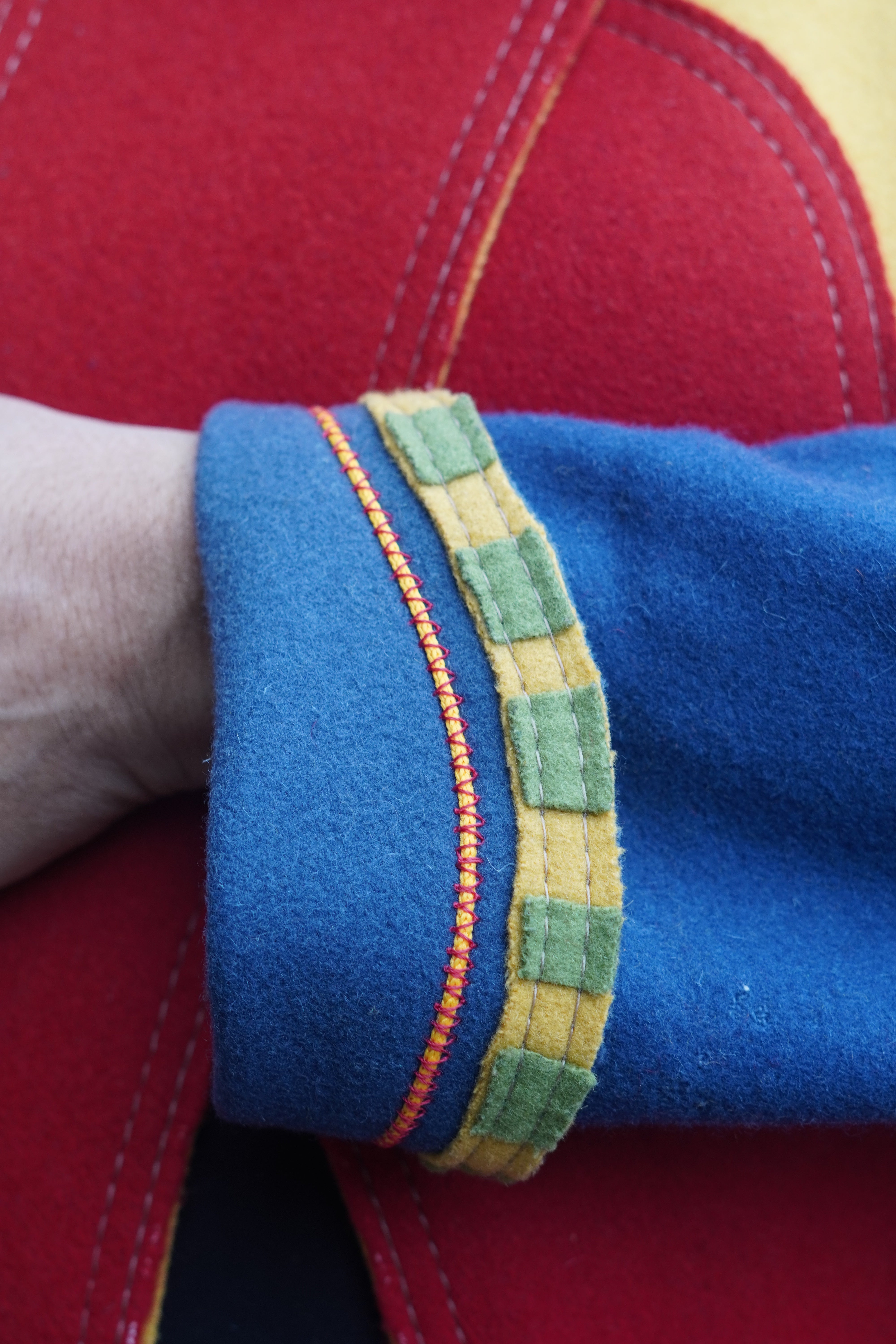 Red Yellow and Blue Boiled Wool 3/4 Length Lightweight Coat by Pepin Designs