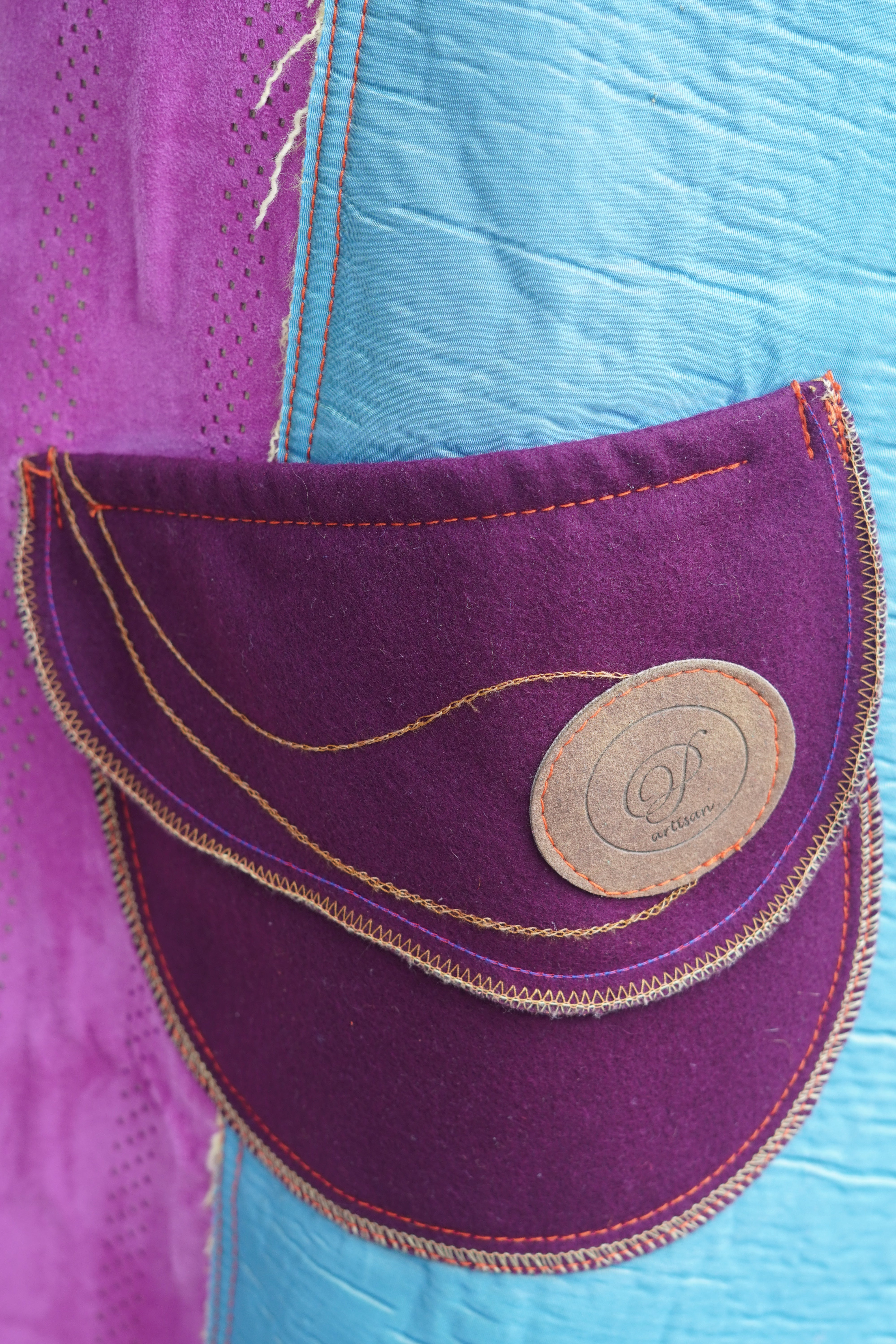 Magenta Multi-Material Wool &amp; Suede Jacket by Pepin Designs #15