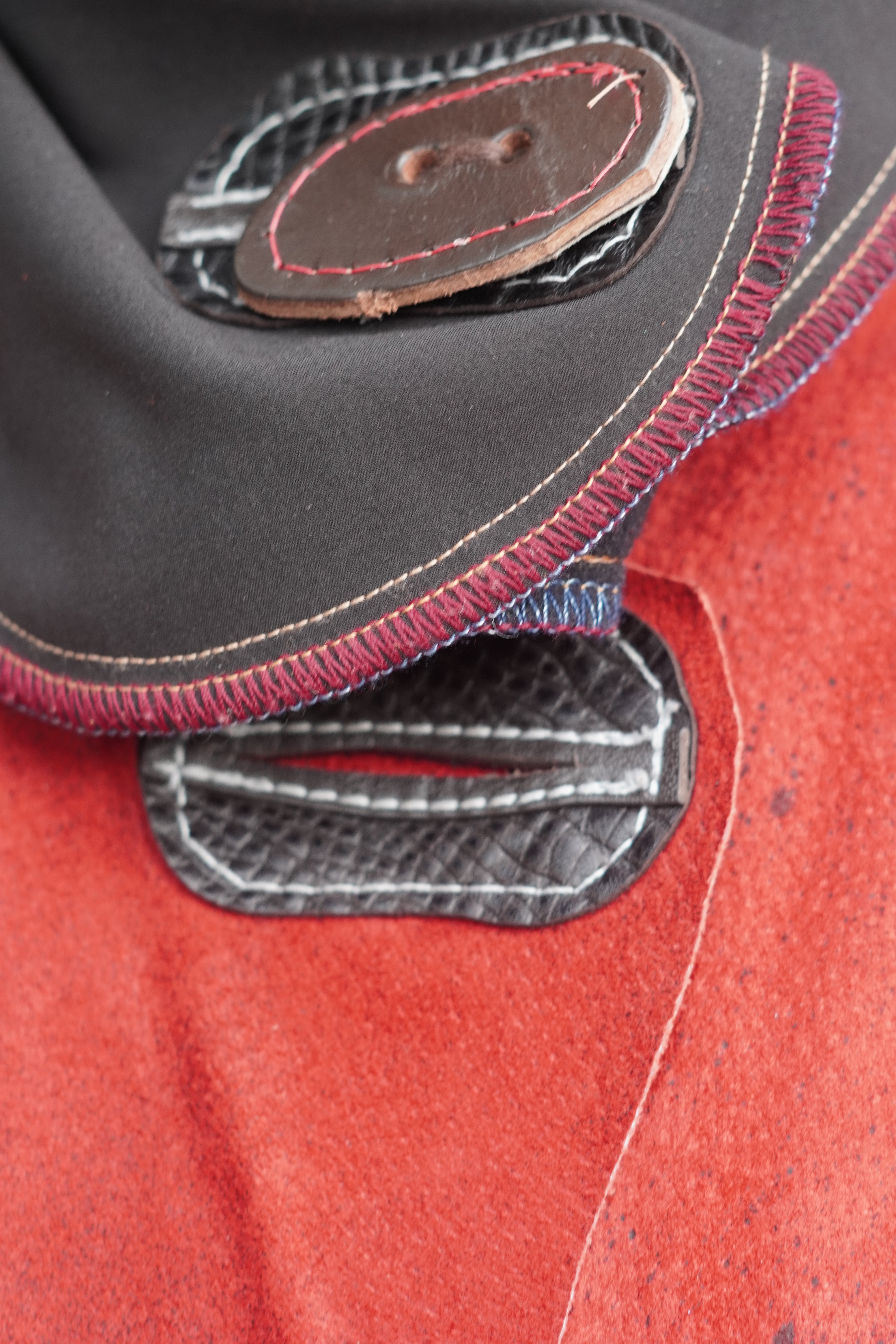 Hand-Painted Red and Black Suede 7/8 Coat by Pepin Designs #14