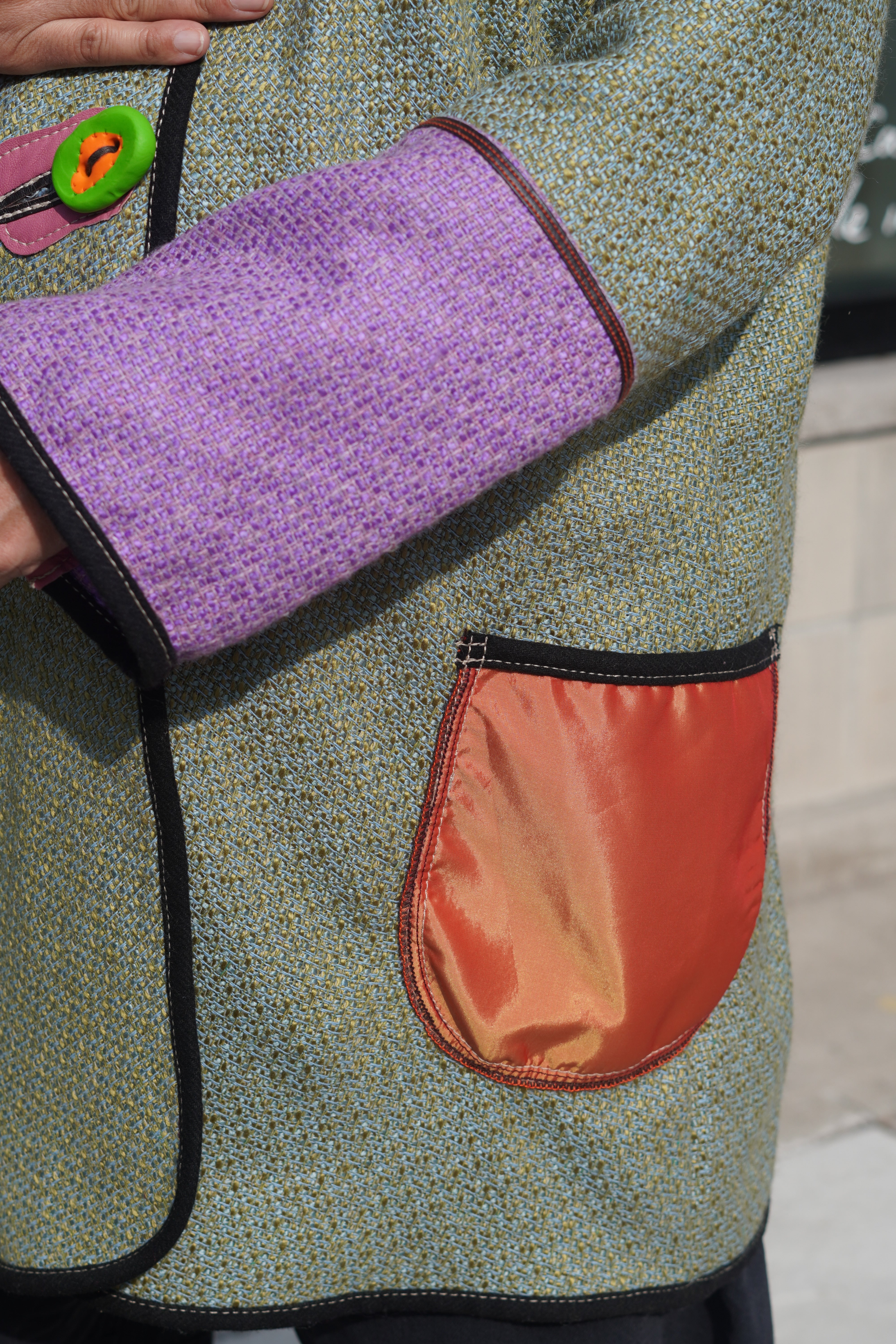 Tiffany Blue Felted Wool Colour-Block Coat by Pepin Designs #17