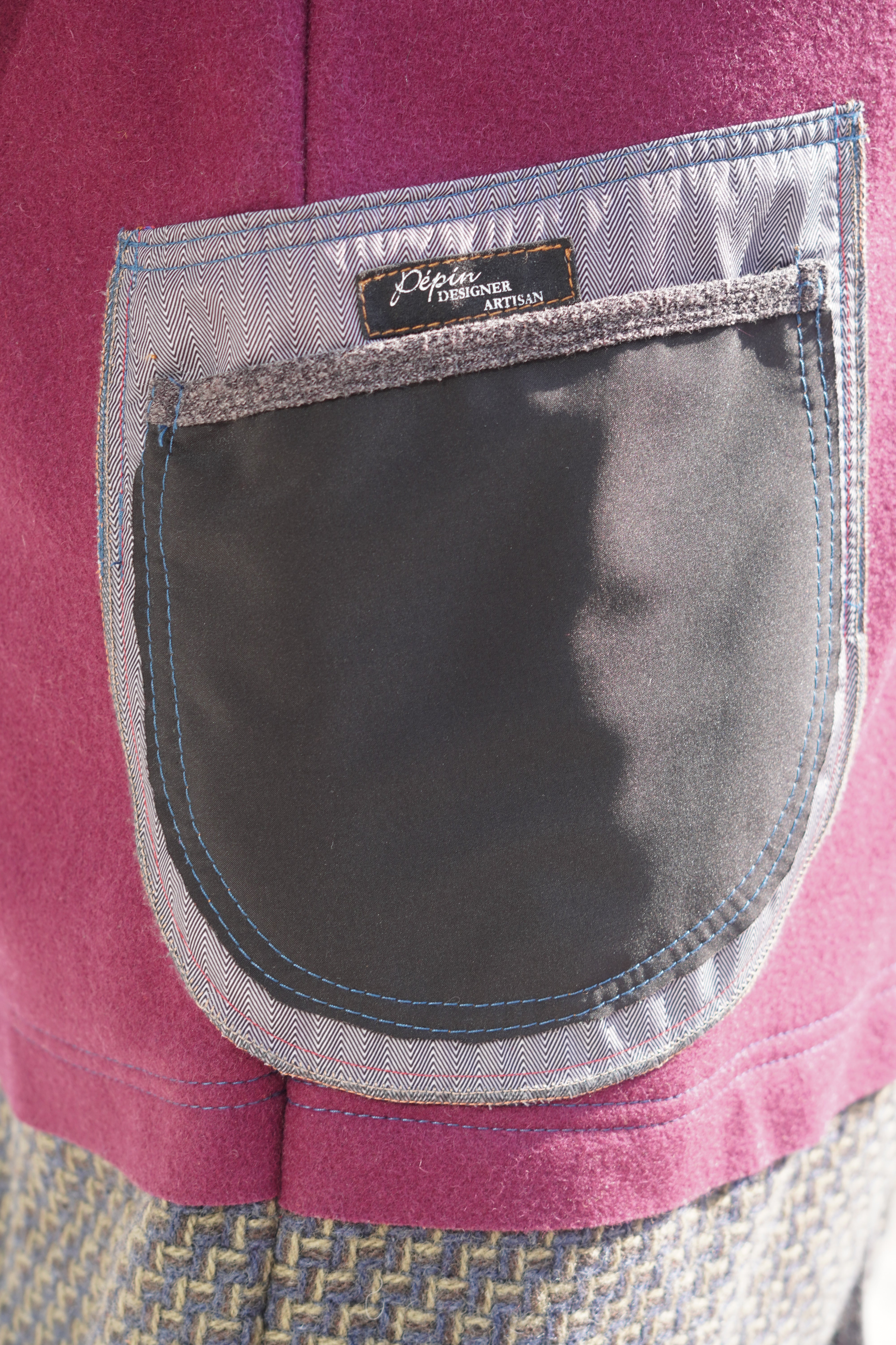 Wine Wool Twill Colour-Block 7/8 Coat by Pepin Designs #18