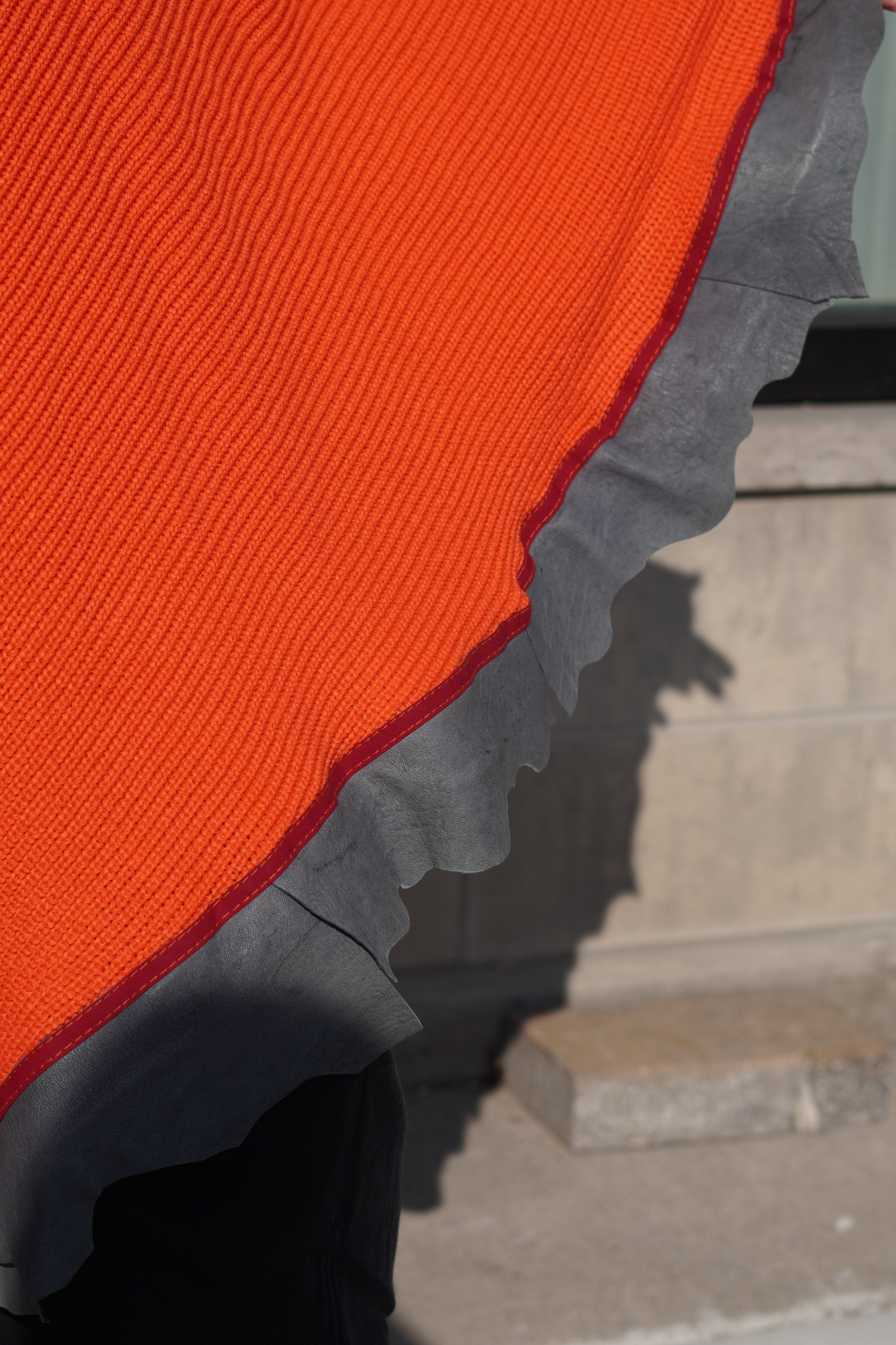 Bright Orange Knit Wool Cape by Pepin Designs #19