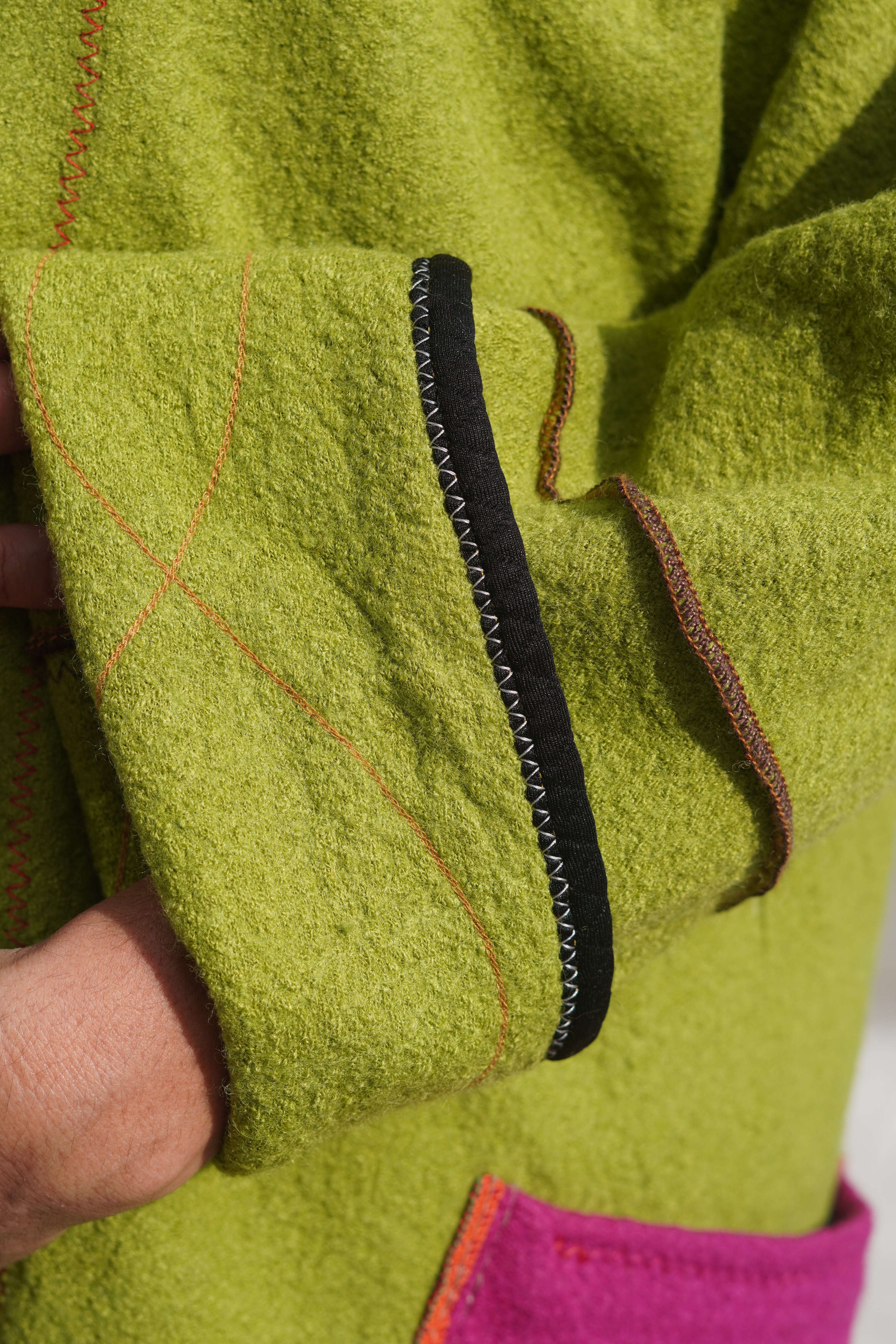 Multi-Colour Boiled Wool Coat with Performance Trim by Pepin Designs #21