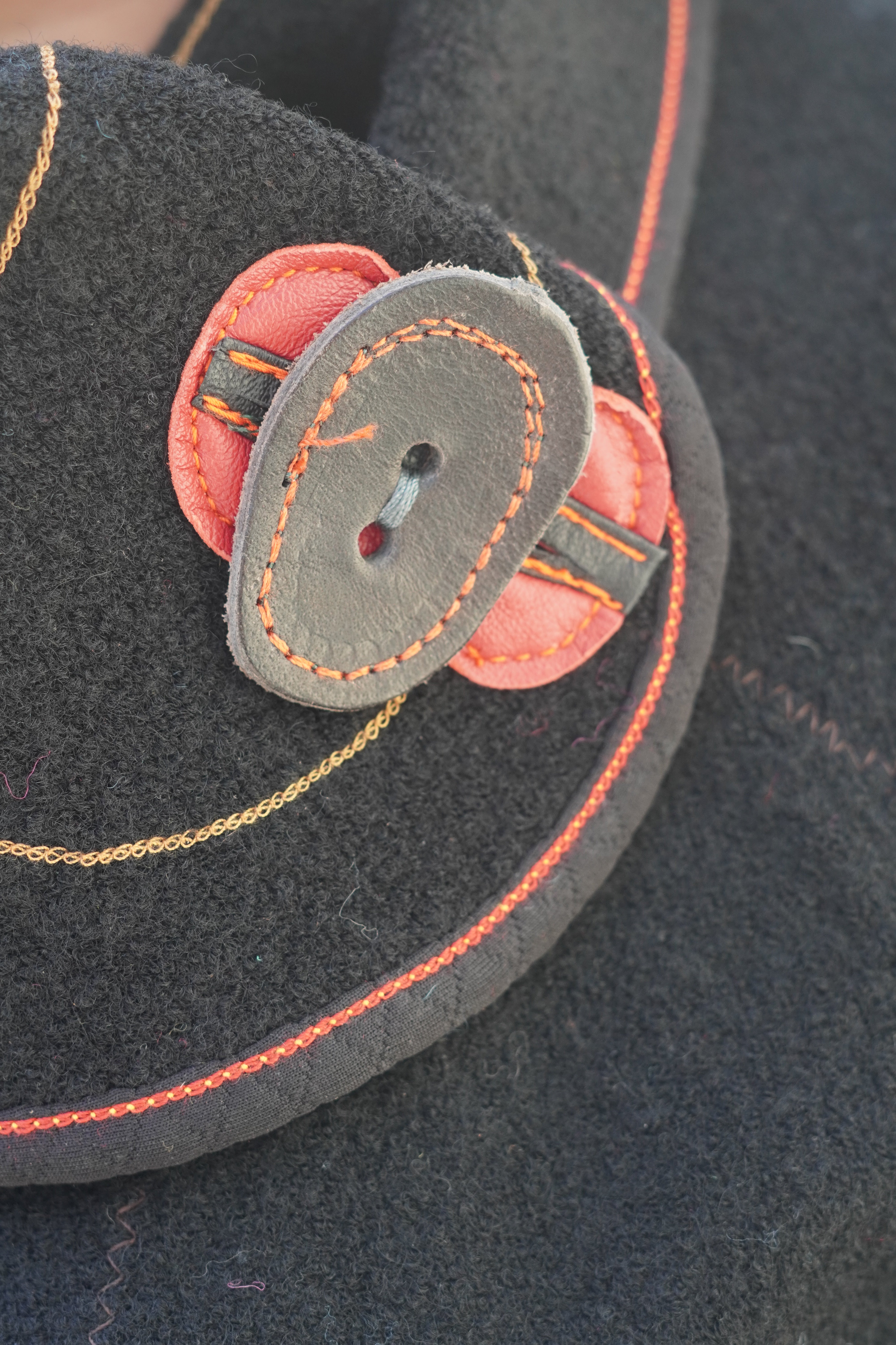 Black Boiled Wool Jacket with Blue Felt Pockets by Pepin Designs #22