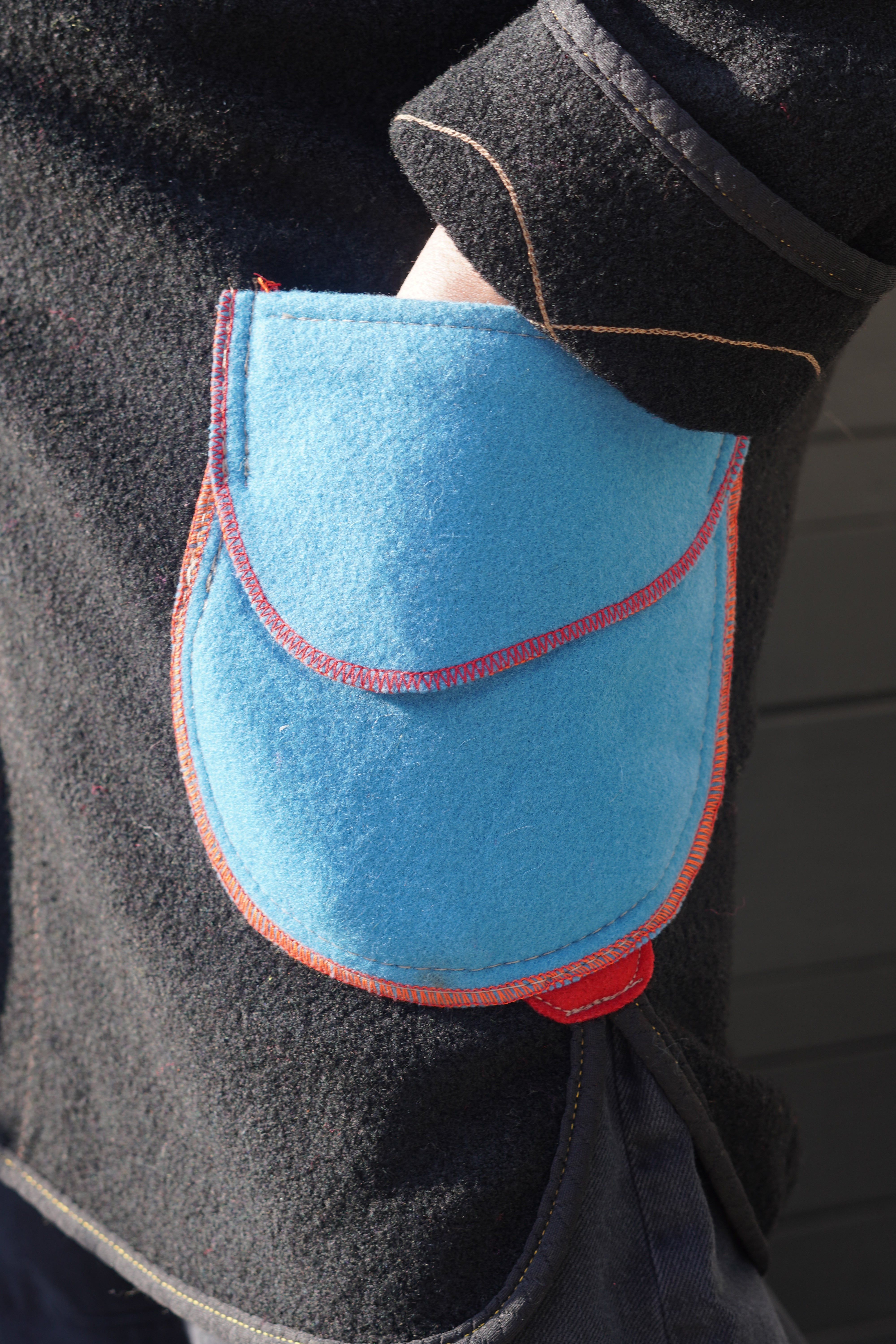 Black Boiled Wool Jacket with Blue Felt Pockets by Pepin Designs #22