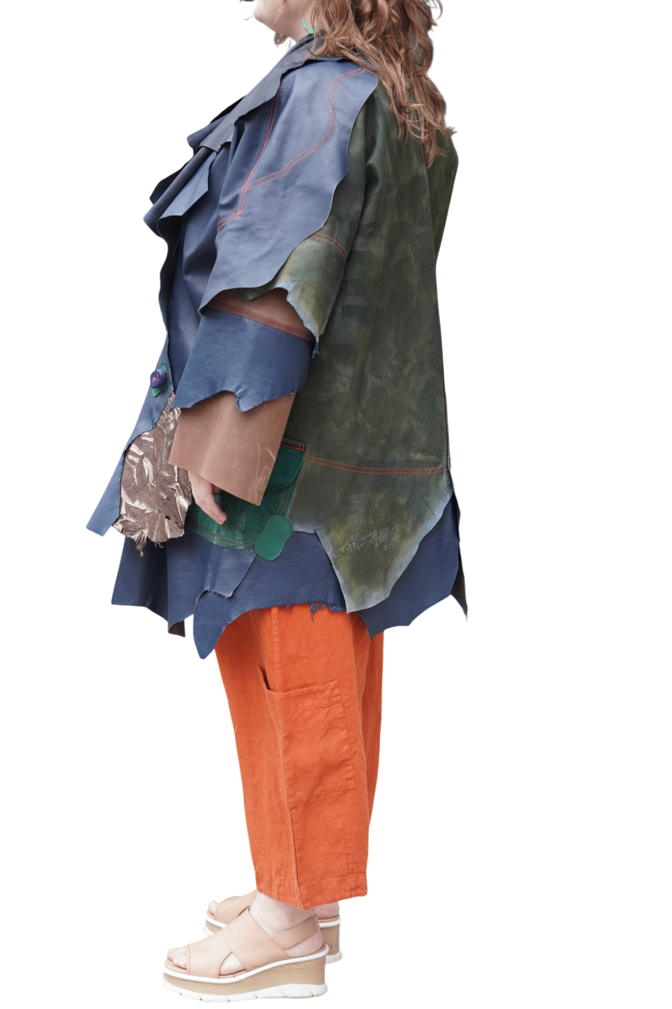 Blue, Brown and Green Leather 7/8 Coat by Pepin Designs #28