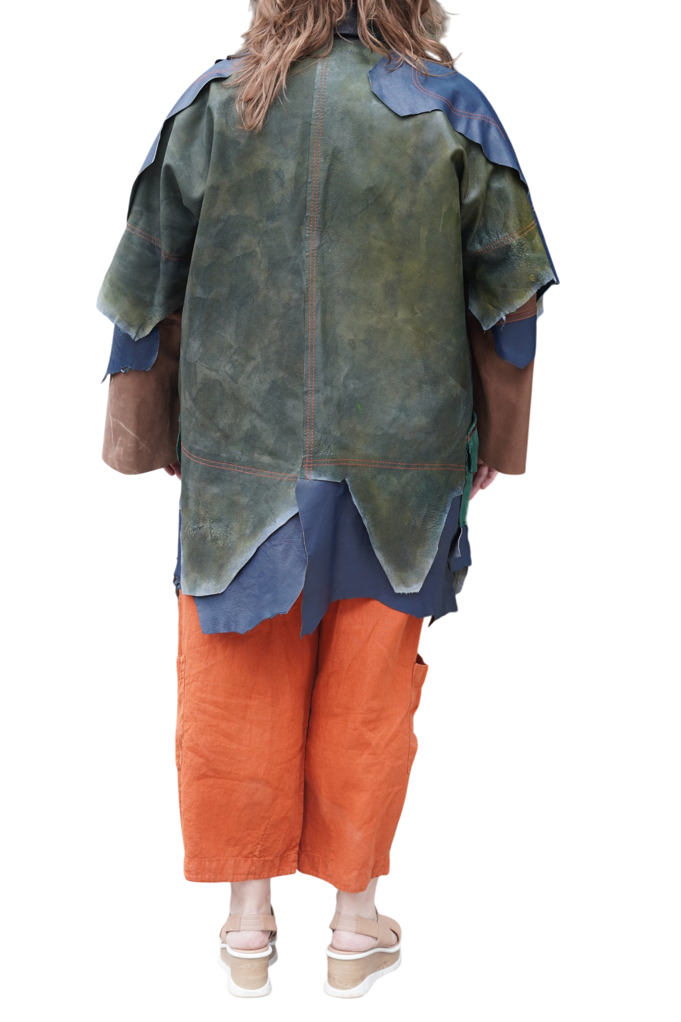 Blue, Brown and Green Leather 7/8 Coat by Pepin Designs #28
