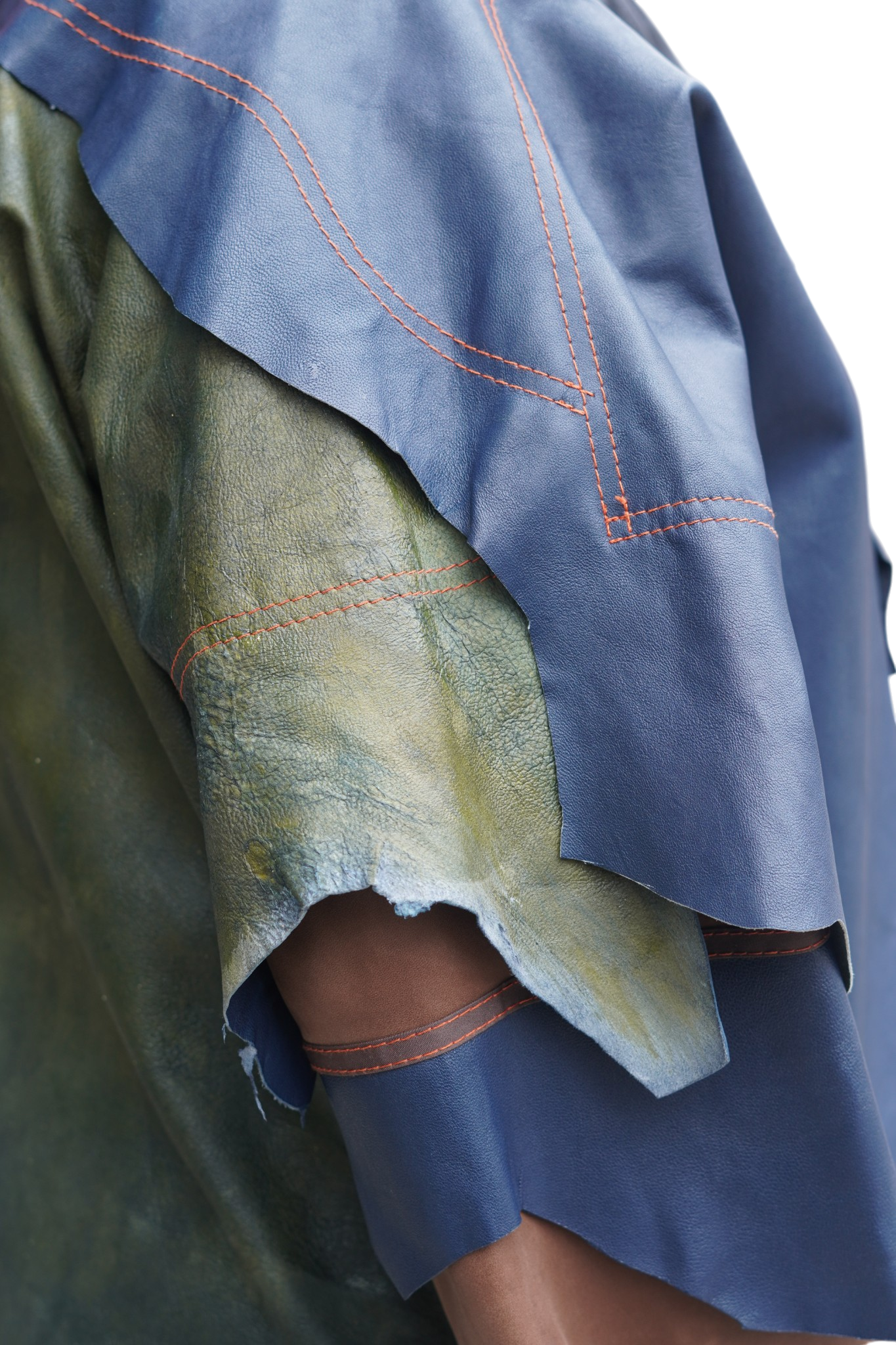 Blue, Brown and Green Leather 7/8 Coat by Pepin Designs #28