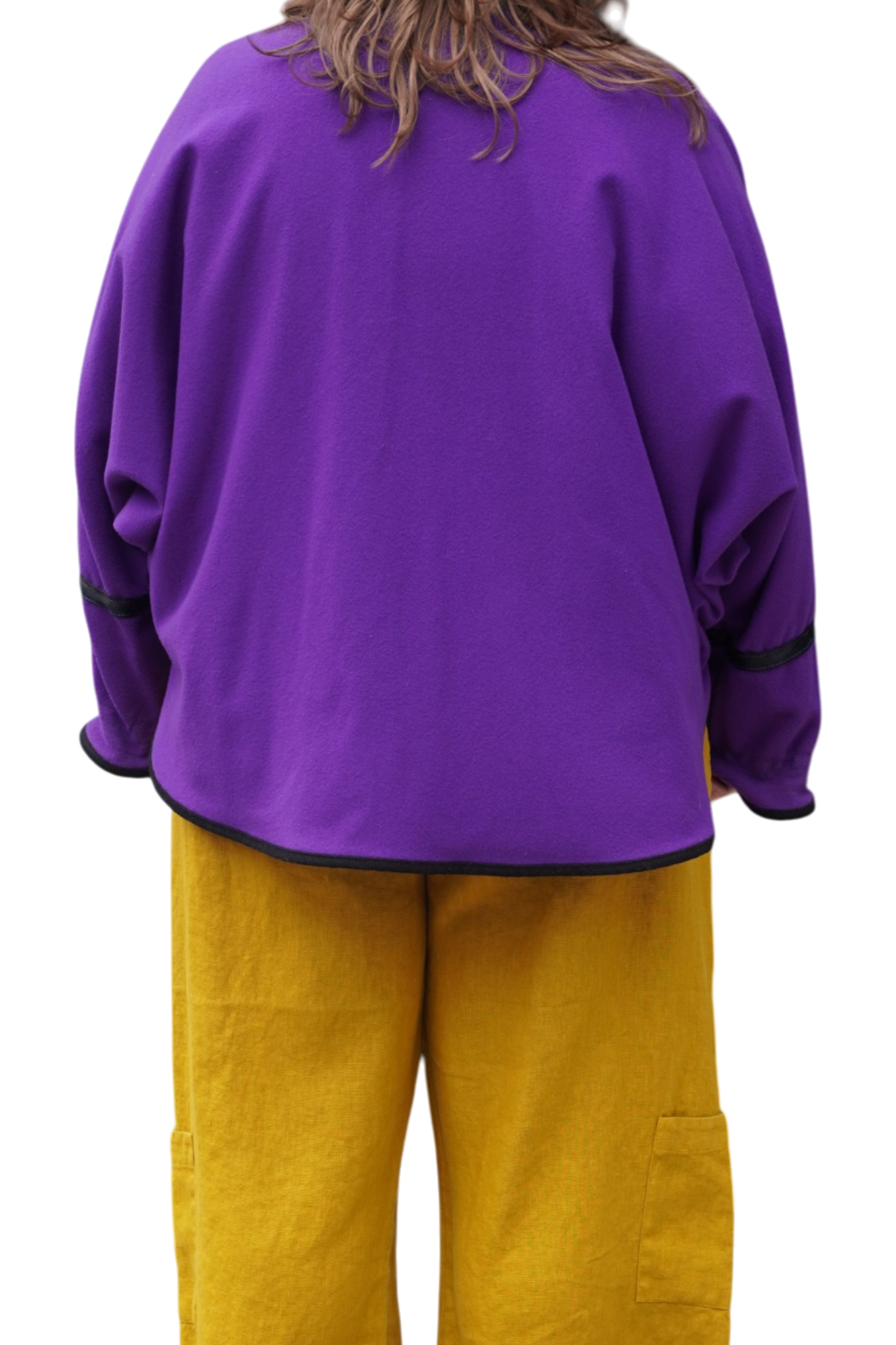 Purple Wool Jacket with Pink Leather Appliqué by Pepin Designs #32