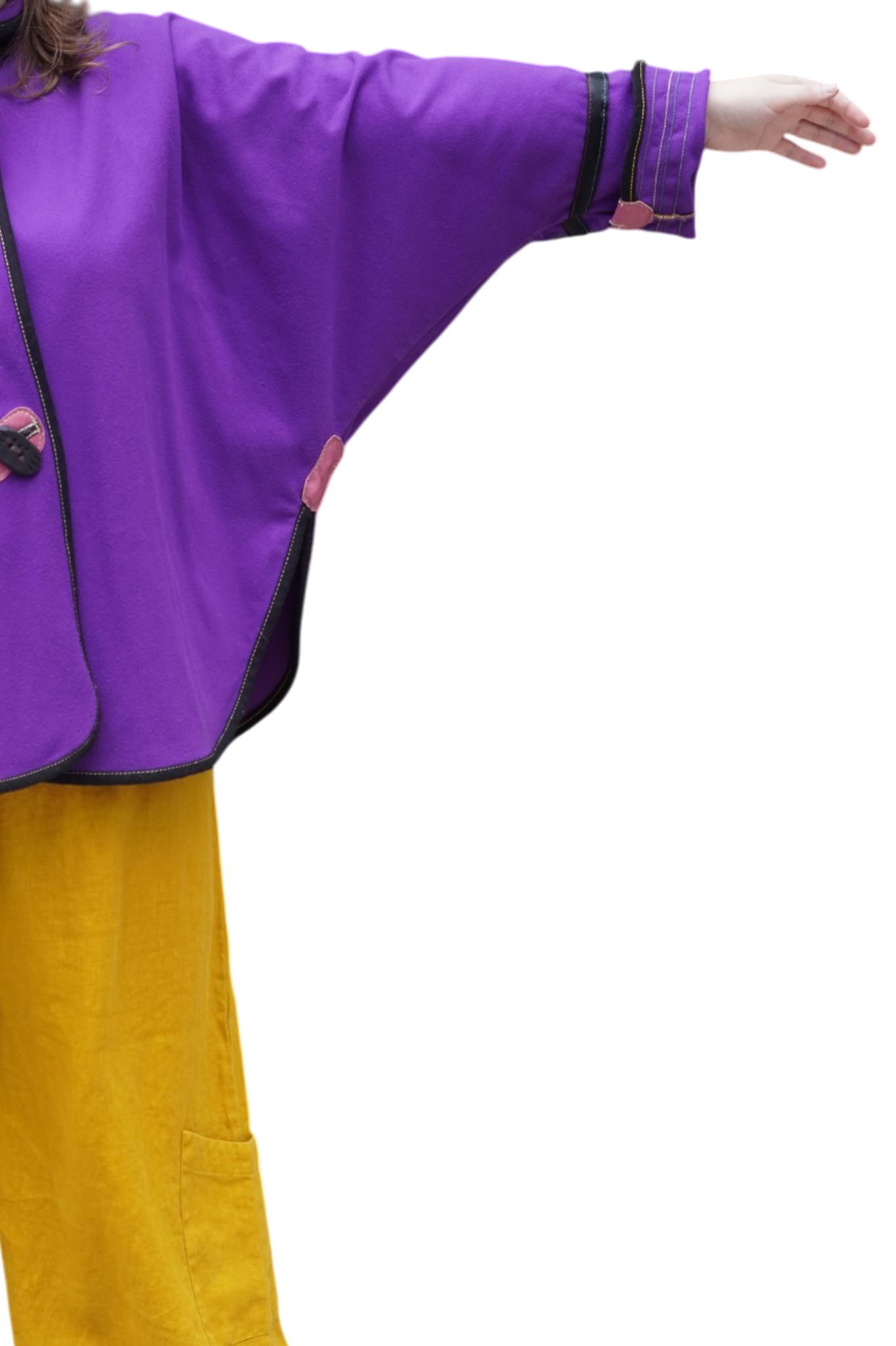 Purple Wool Jacket with Pink Leather Appliqué by Pepin Designs #32