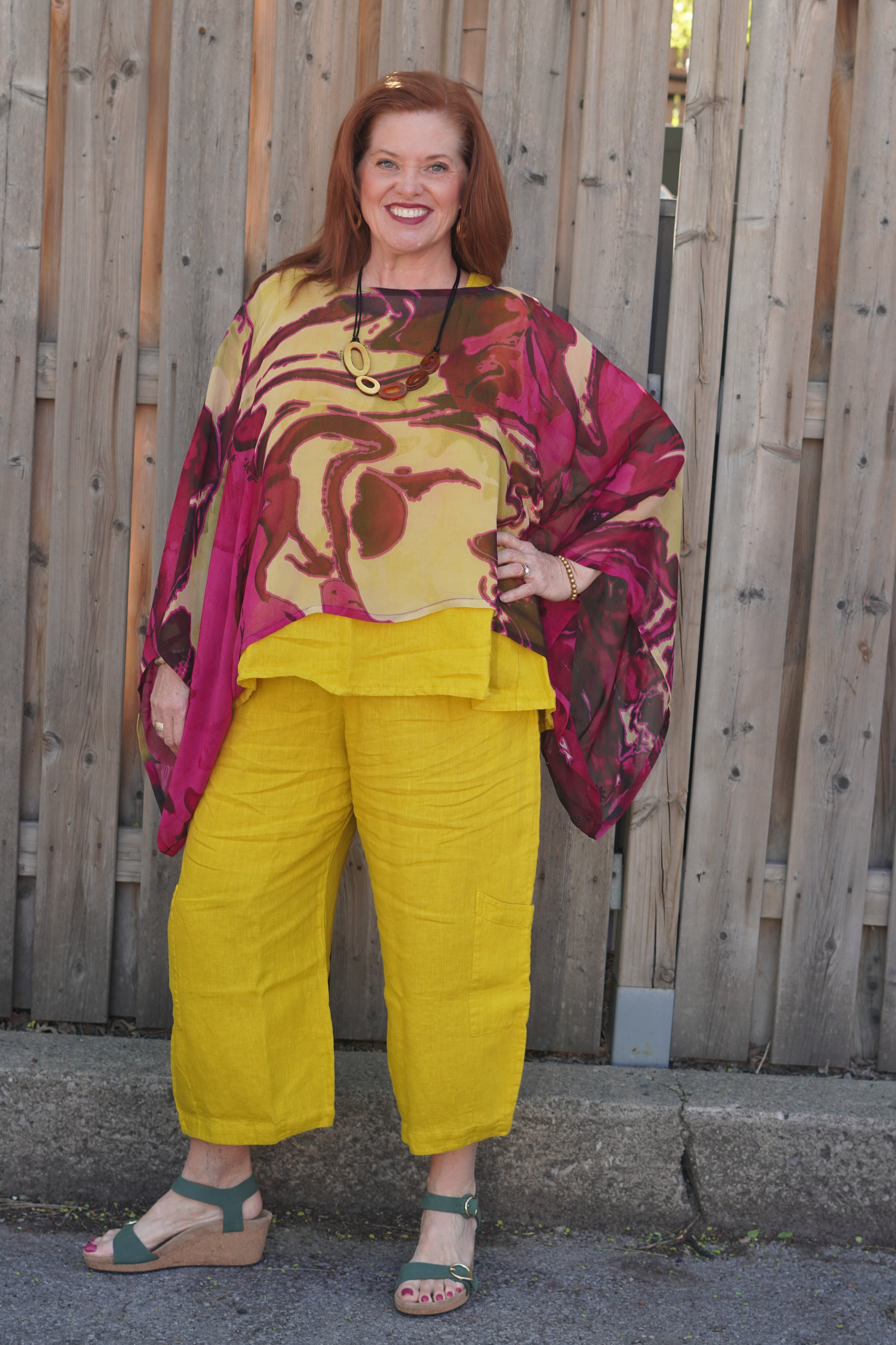 PRG9020 Sheer Wabi Sabi Pure Silk Kimono-Sleeved Top