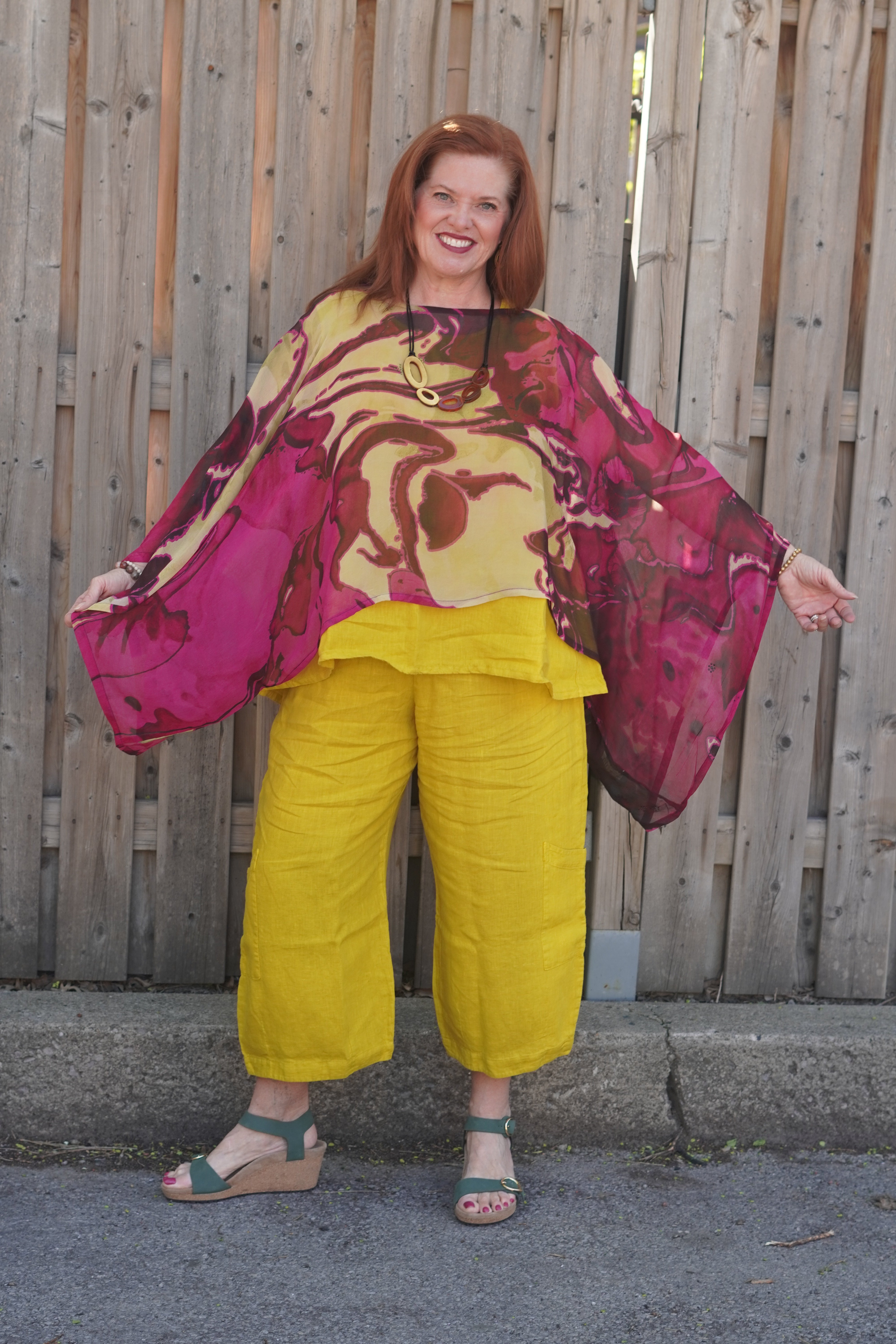 PRG9020 Sheer Wabi Sabi Pure Silk Kimono-Sleeved Top