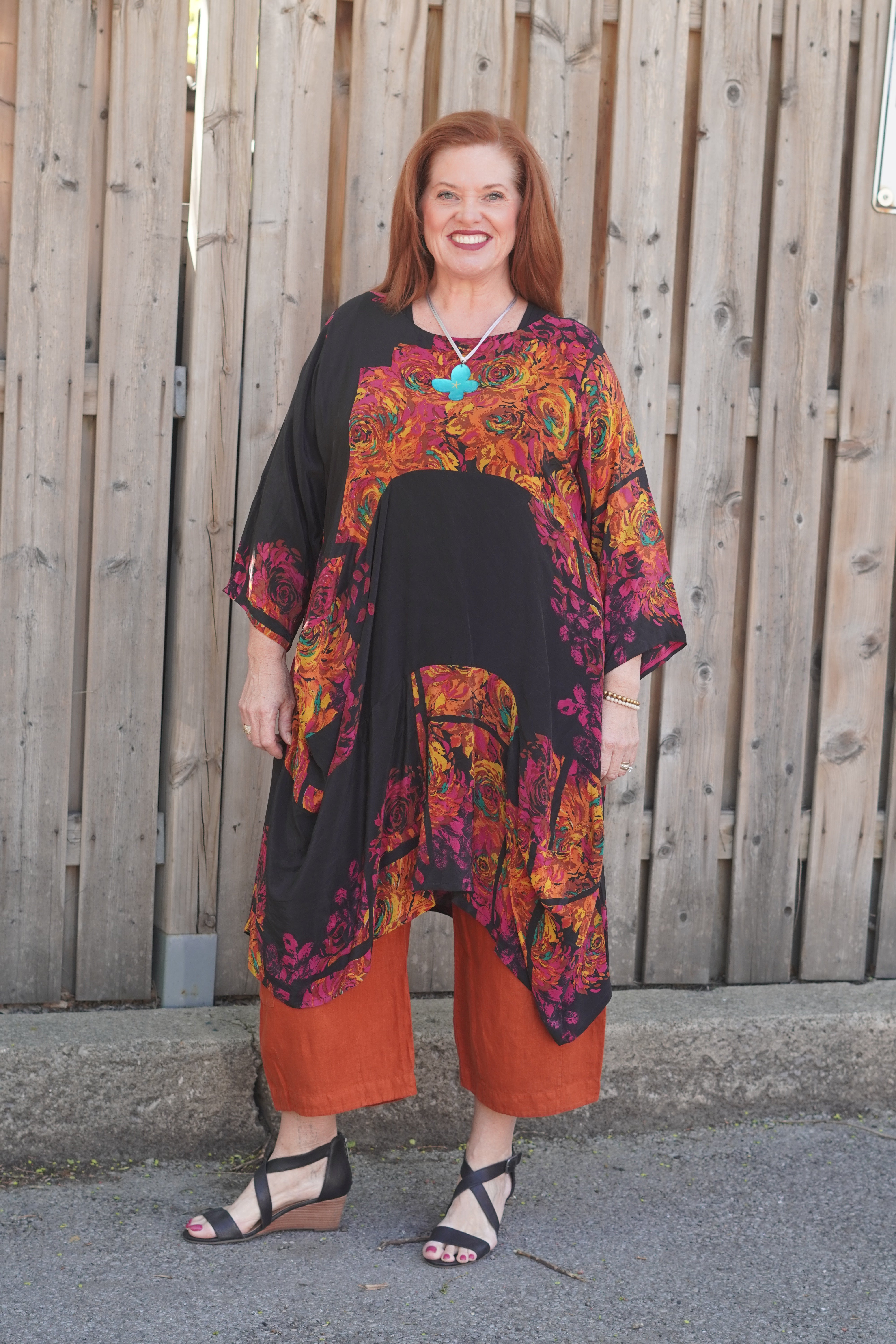 PRC8901 Avatar Pure Silk Sculptural Long Tunic Dress
