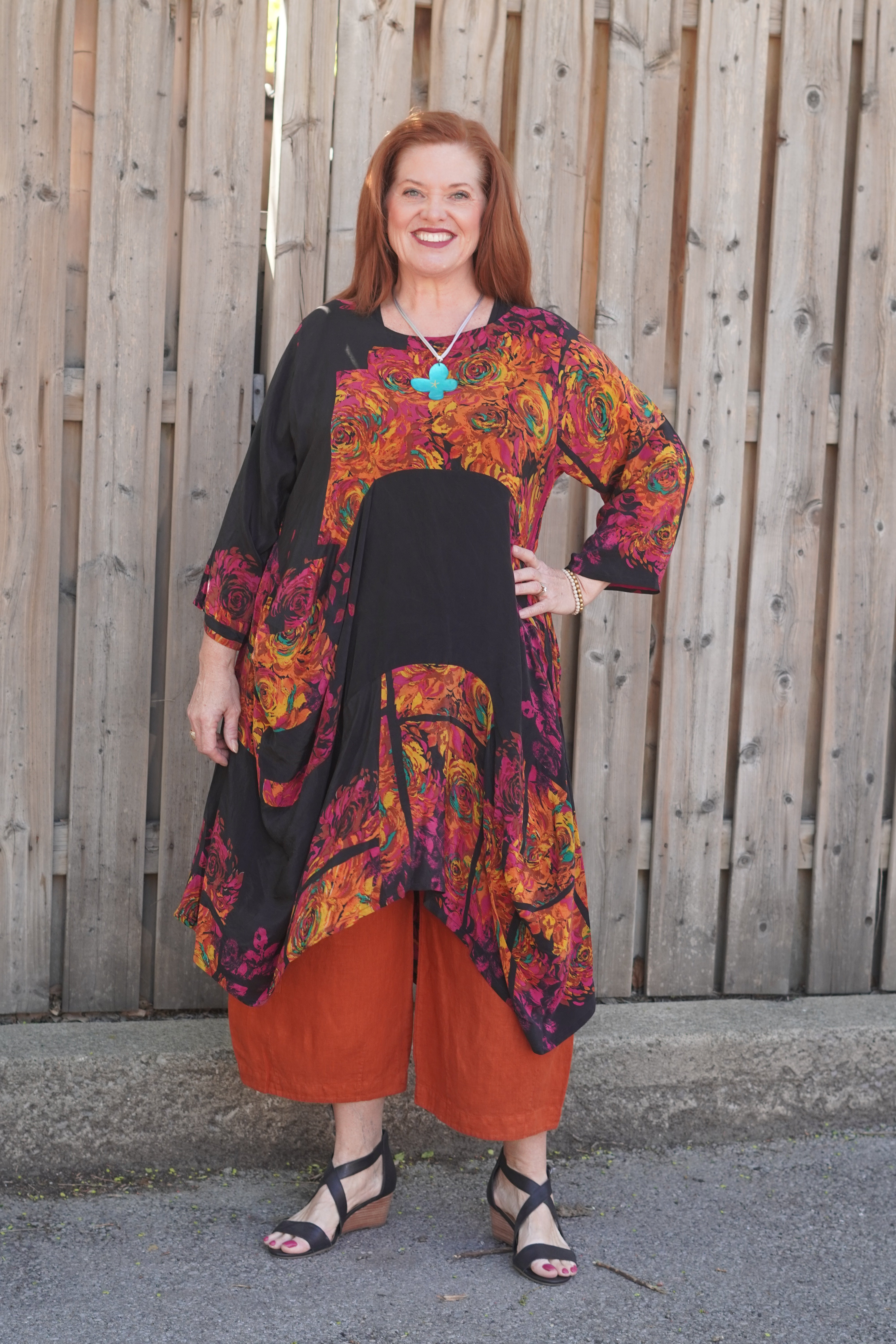 PRC8901 Avatar Pure Silk Sculptural Long Tunic Dress