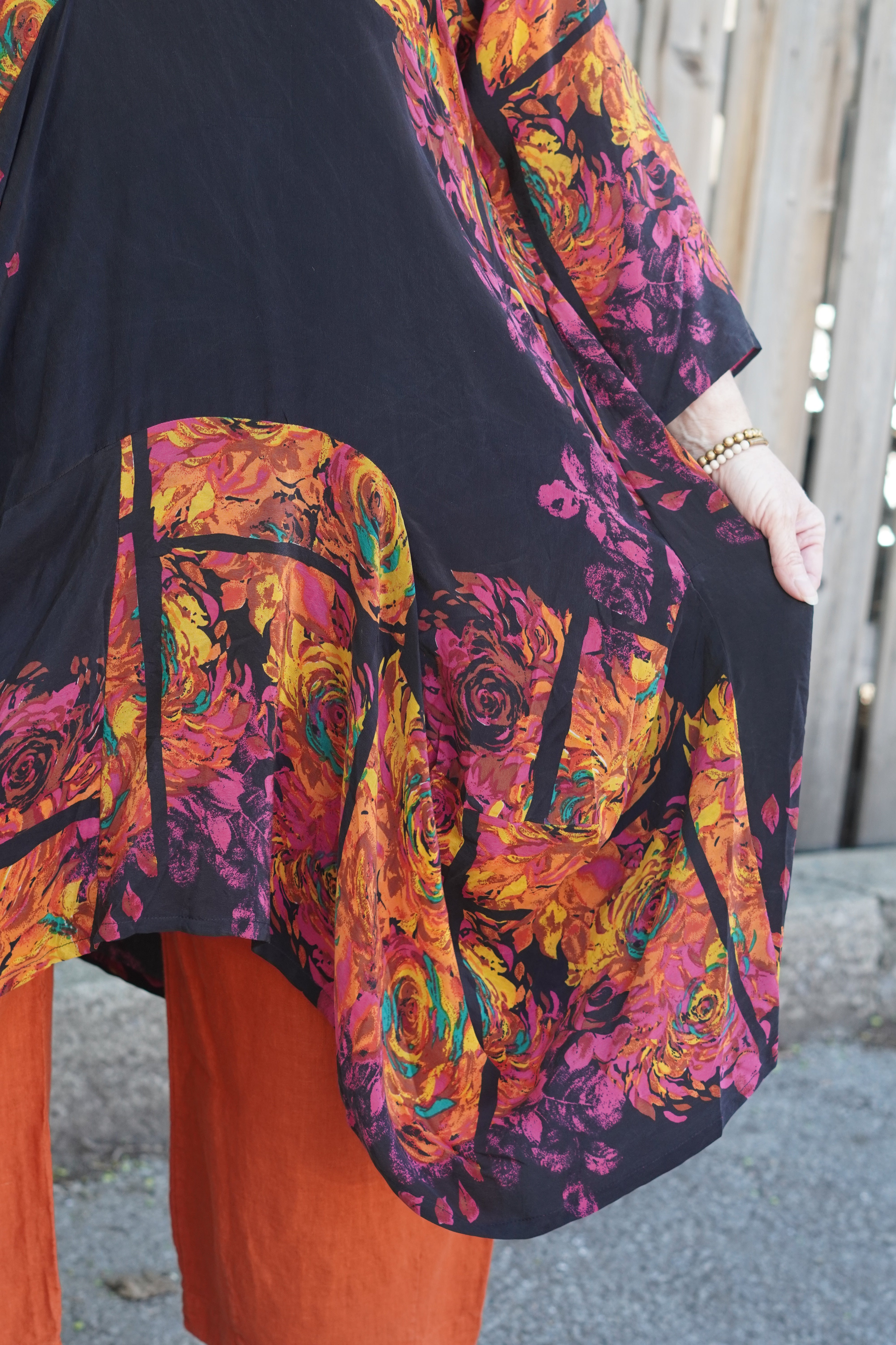 PRC8901 Avatar Pure Silk Sculptural Long Tunic Dress