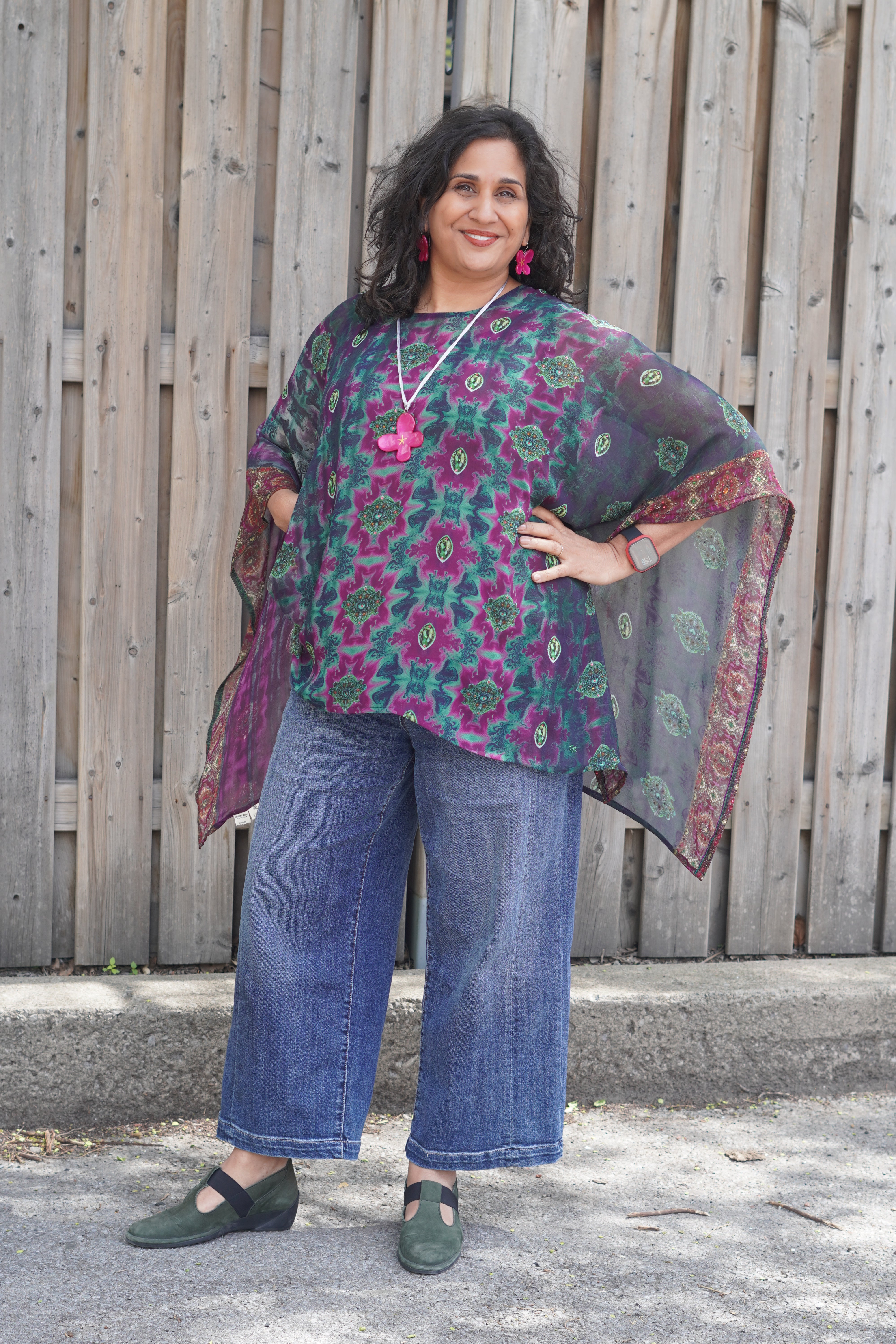PRG8766 Sheer Avatar Pure Silk Capelet Poncho