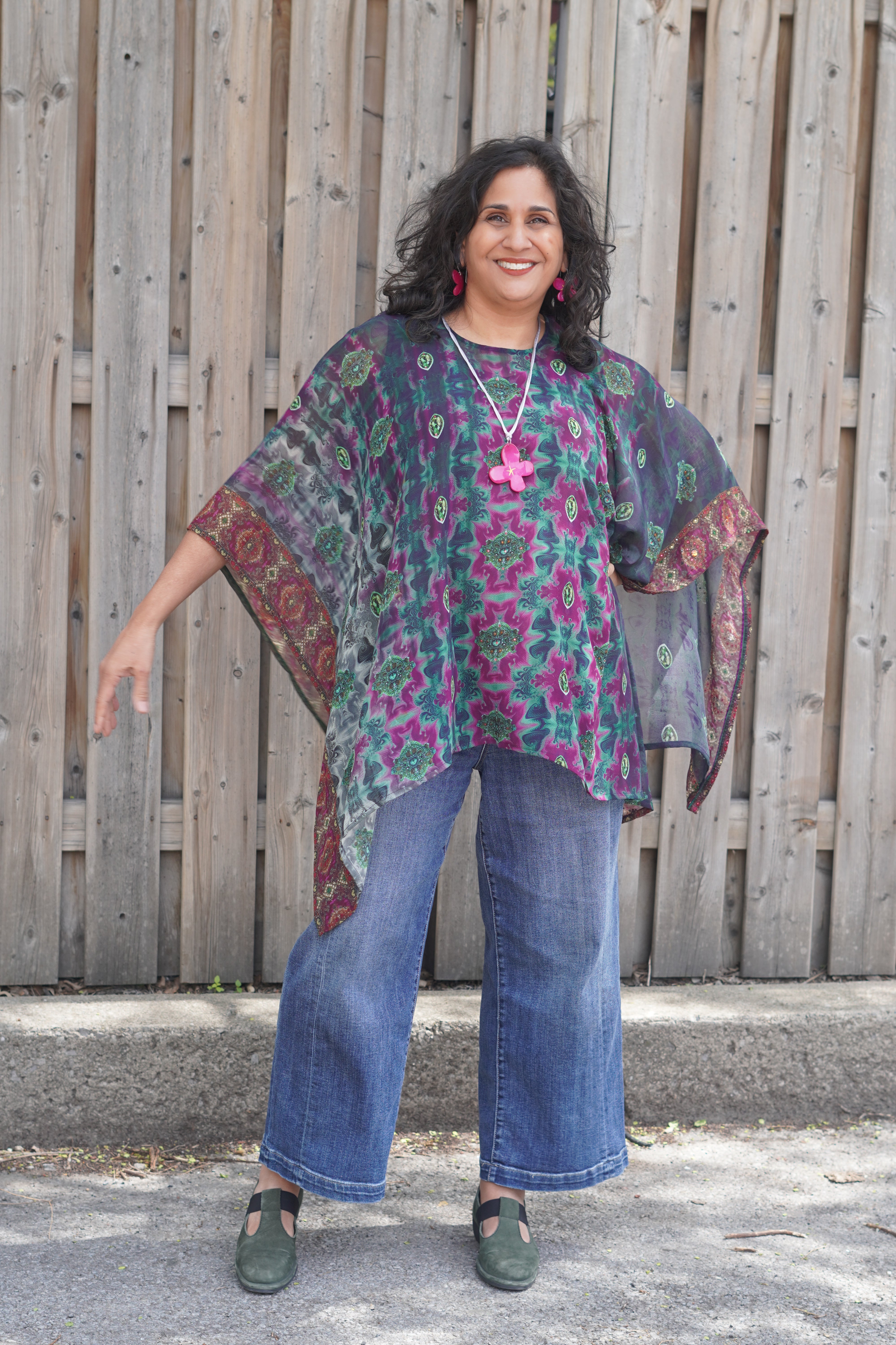 PRG8766 Sheer Avatar Pure Silk Capelet Poncho