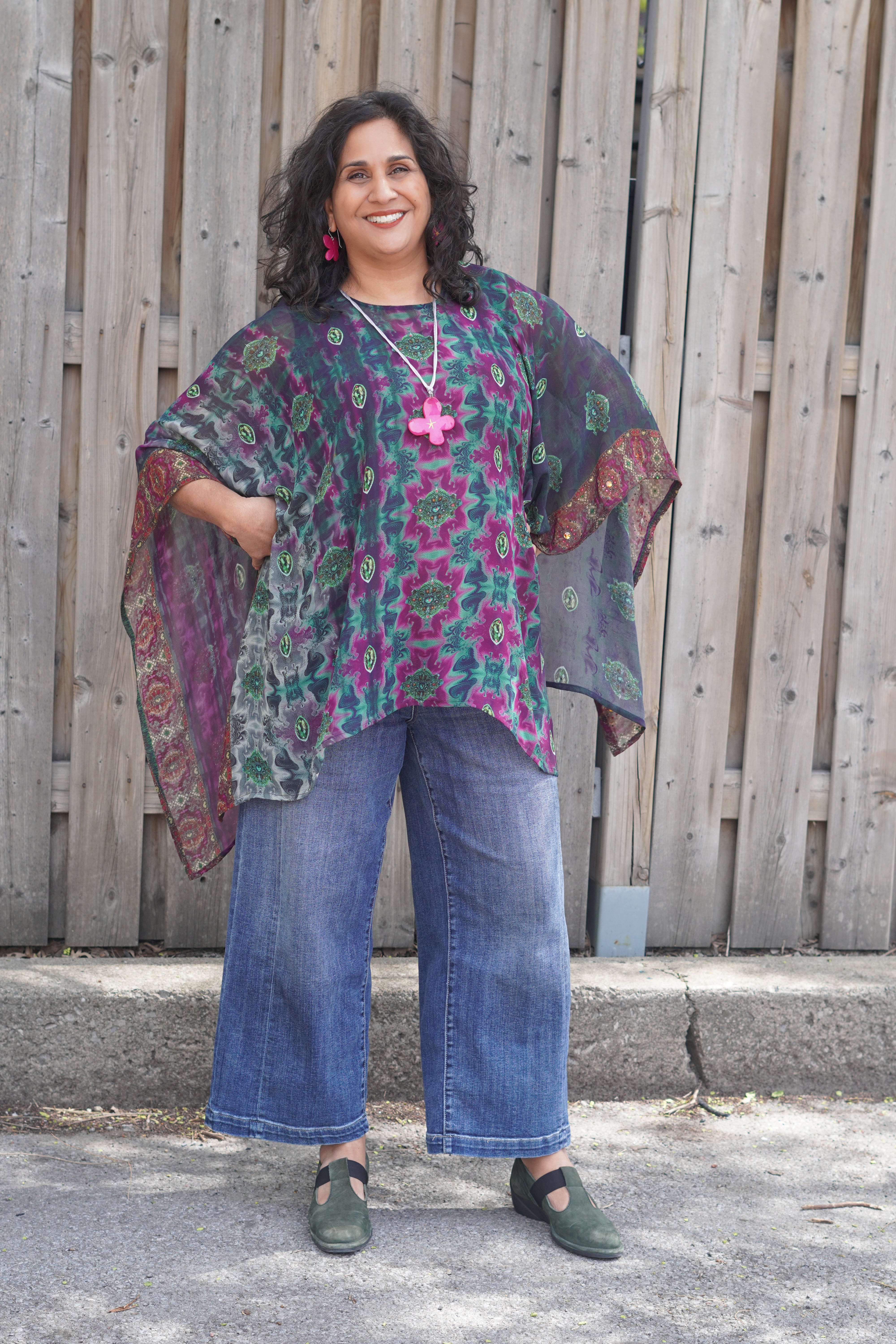 PRG8766 Sheer Avatar Pure Silk Capelet Poncho