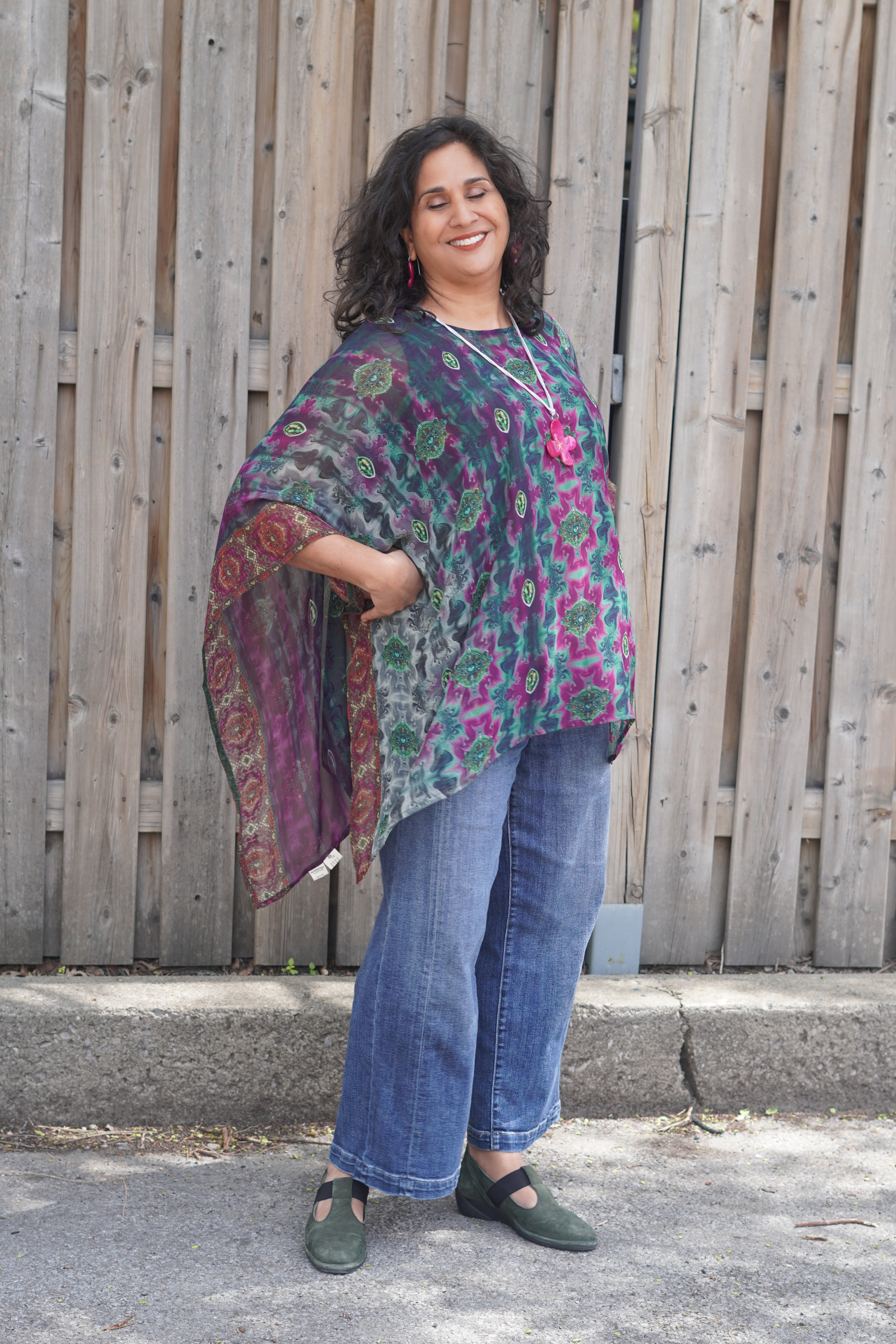 PRG8766 Sheer Avatar Pure Silk Capelet Poncho