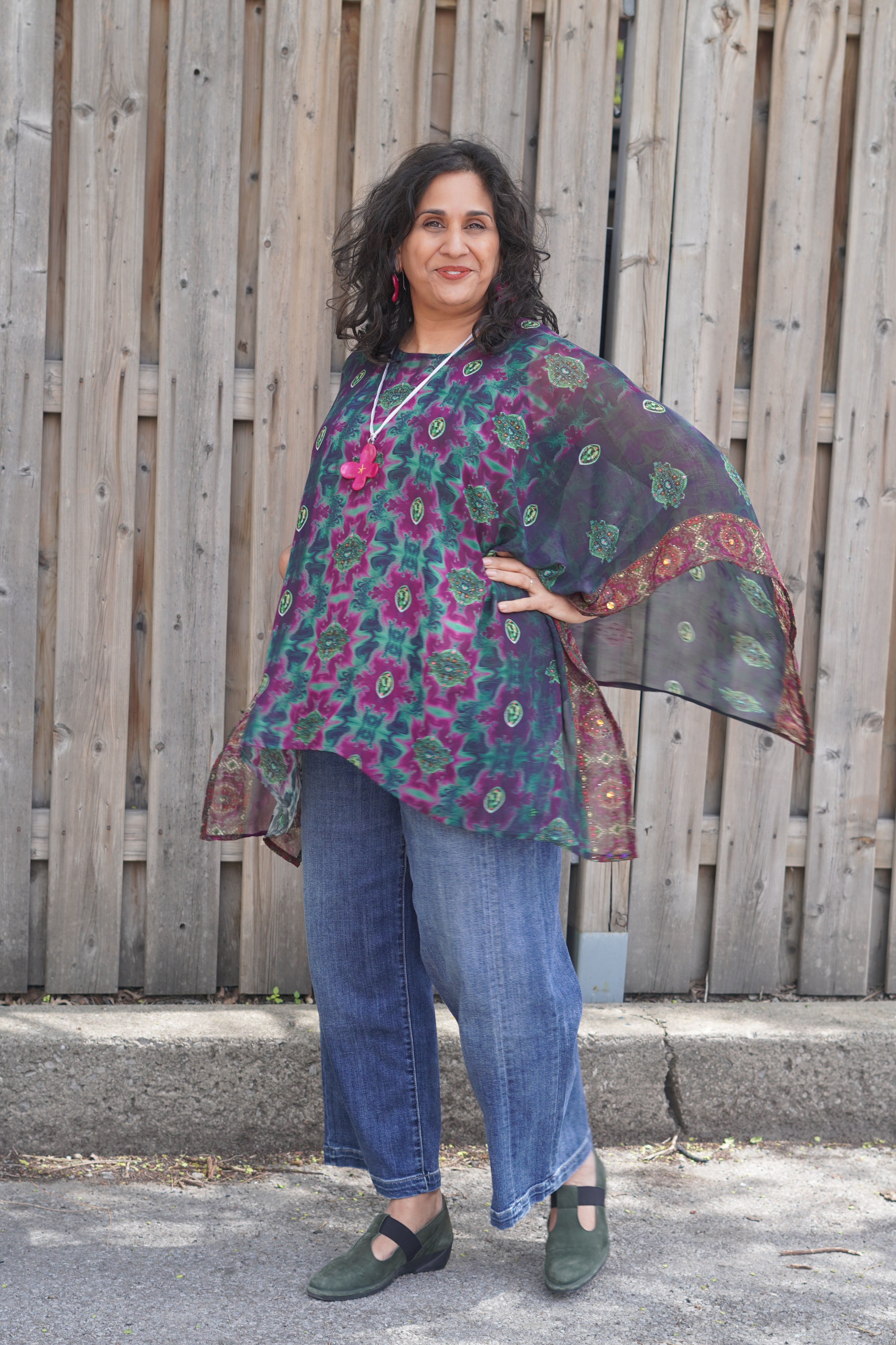 PRG8766 Sheer Avatar Pure Silk Capelet Poncho