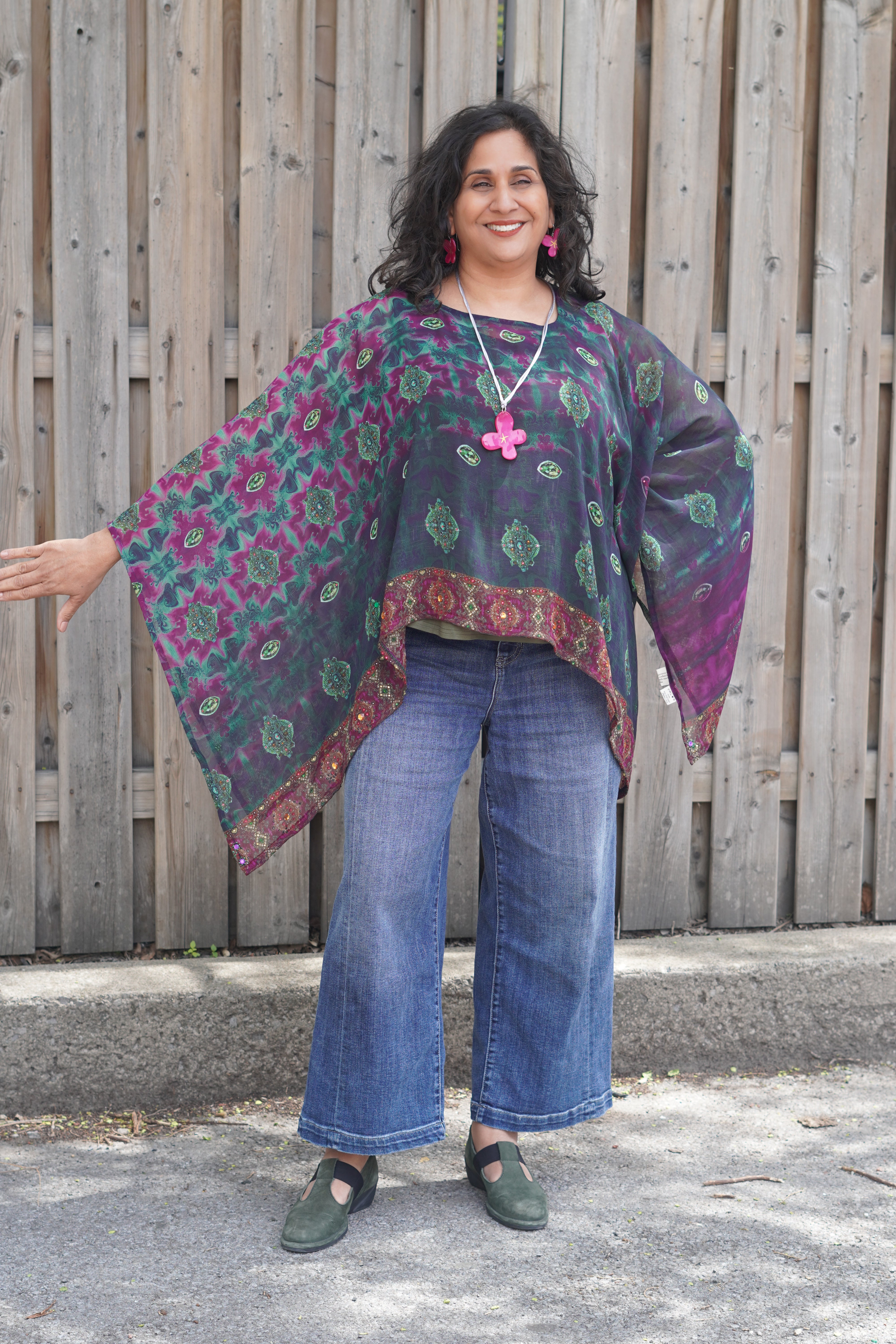 PRG8766 Sheer Avatar Pure Silk Capelet Poncho