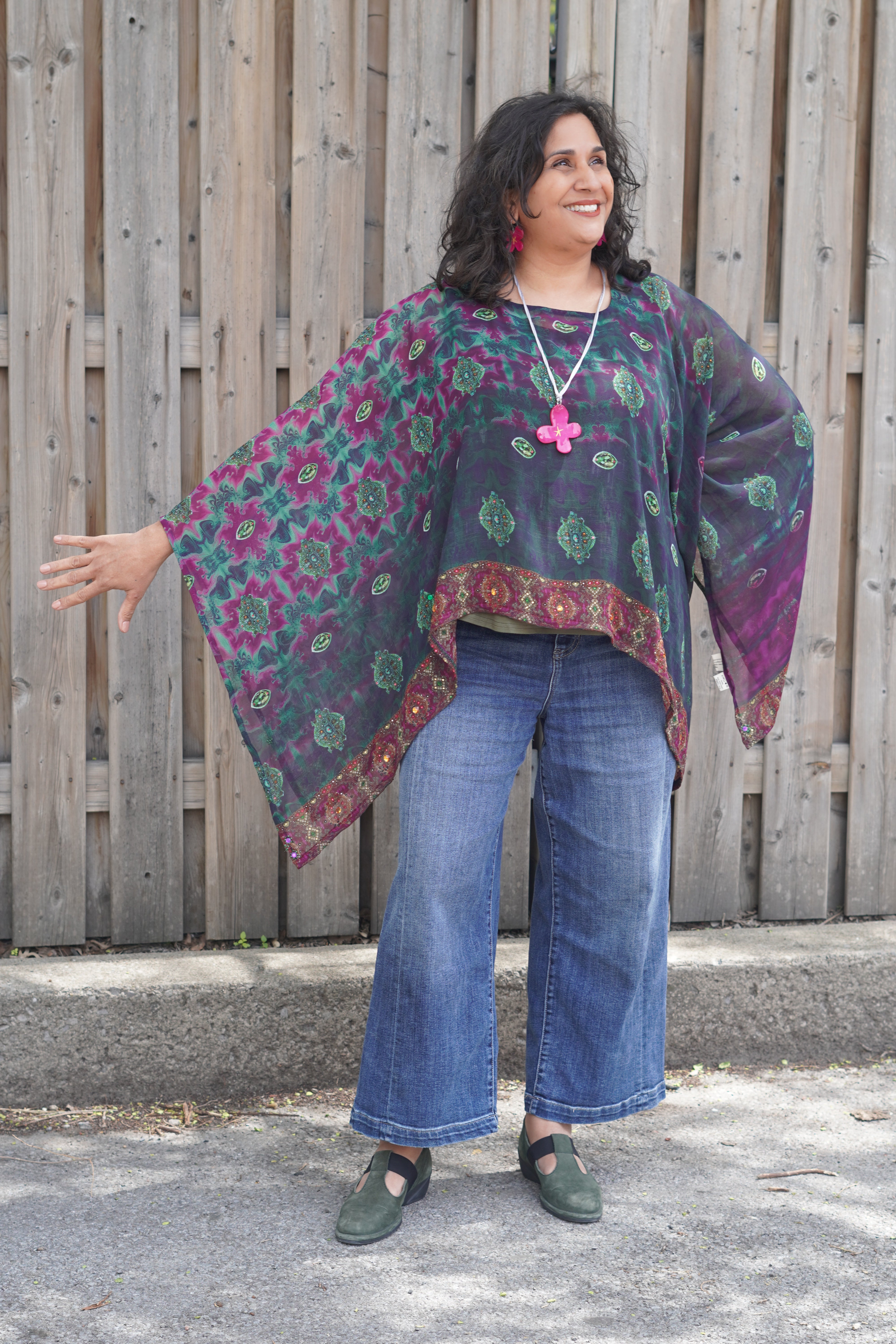 PRG8766 Sheer Avatar Pure Silk Capelet Poncho