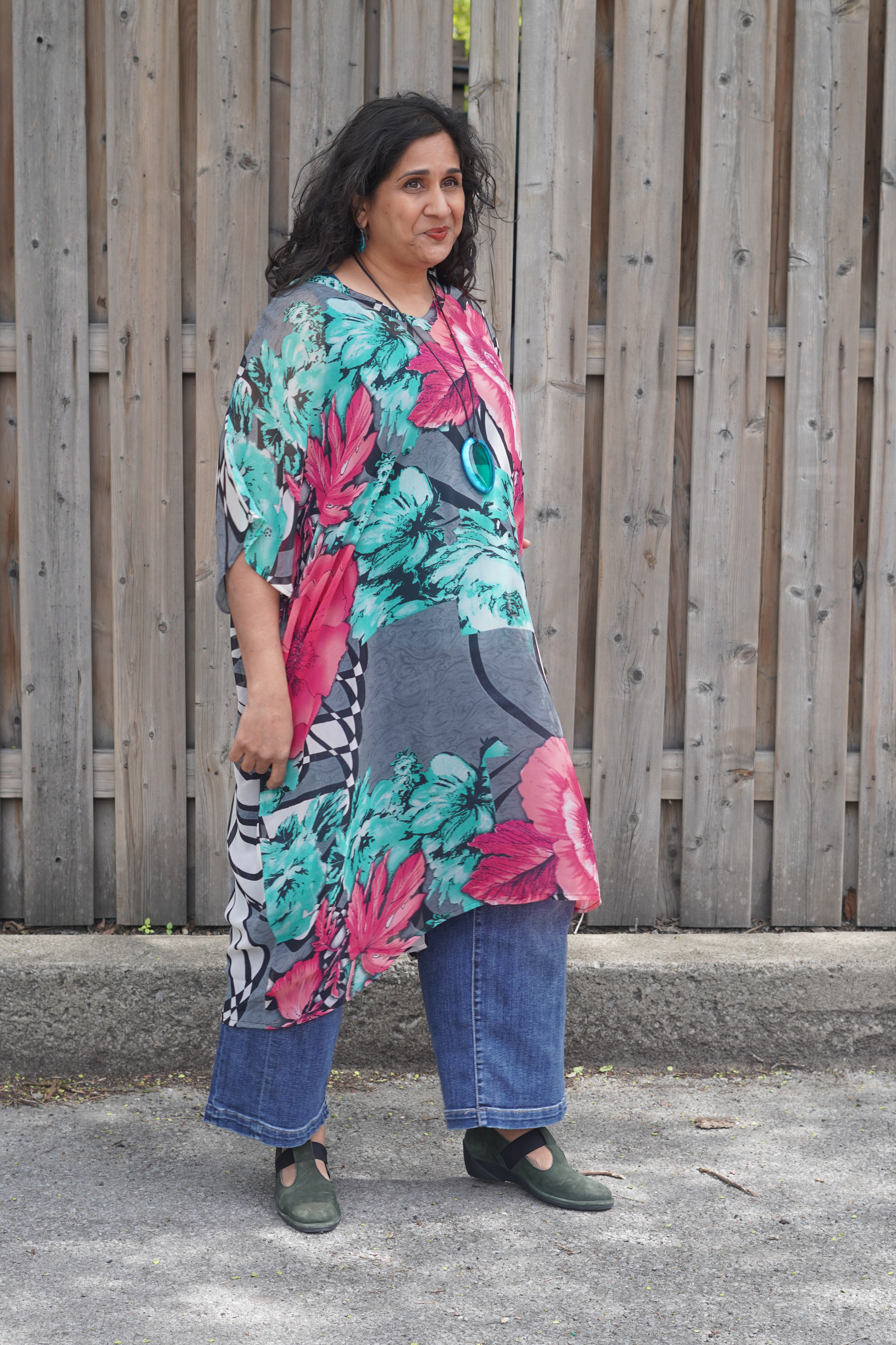 PRG8857 Sheer Wabi Sabi Pure Silk Midi Length Kaftan