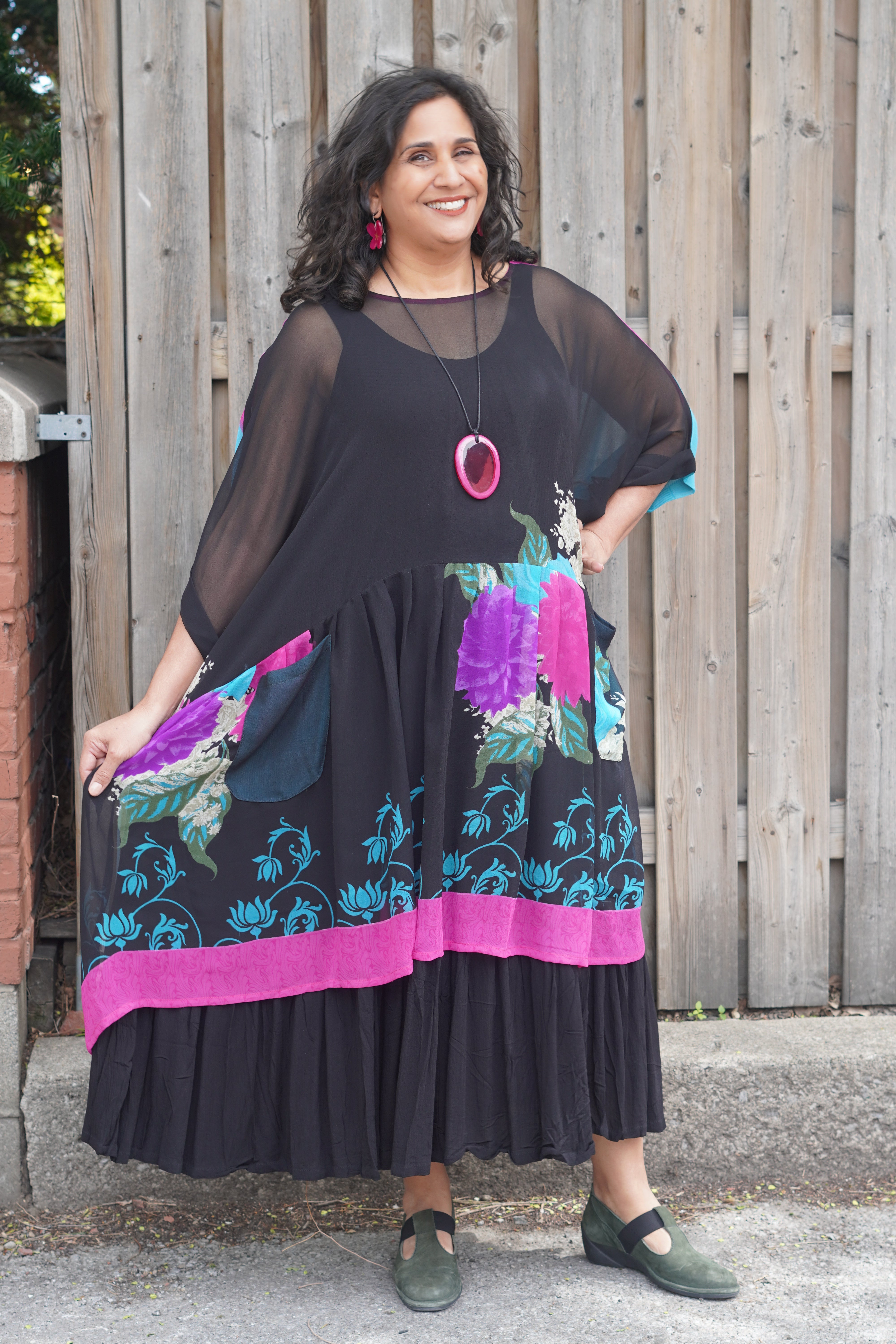 PRG8161 Sheer Wabi Sabi Pure Silk Boxy Babydoll Dress