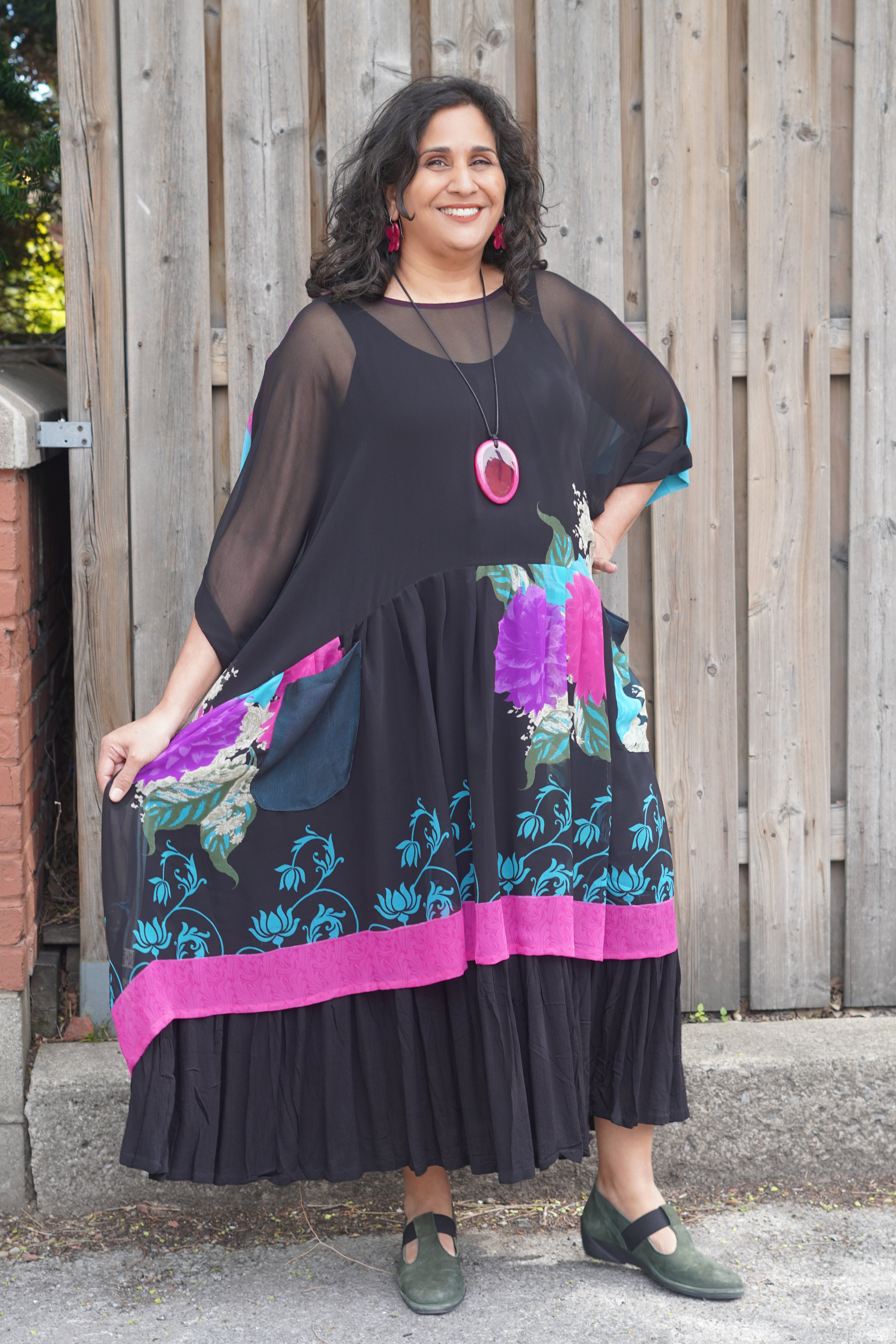 PRG8161 Sheer Wabi Sabi Pure Silk Boxy Babydoll Dress