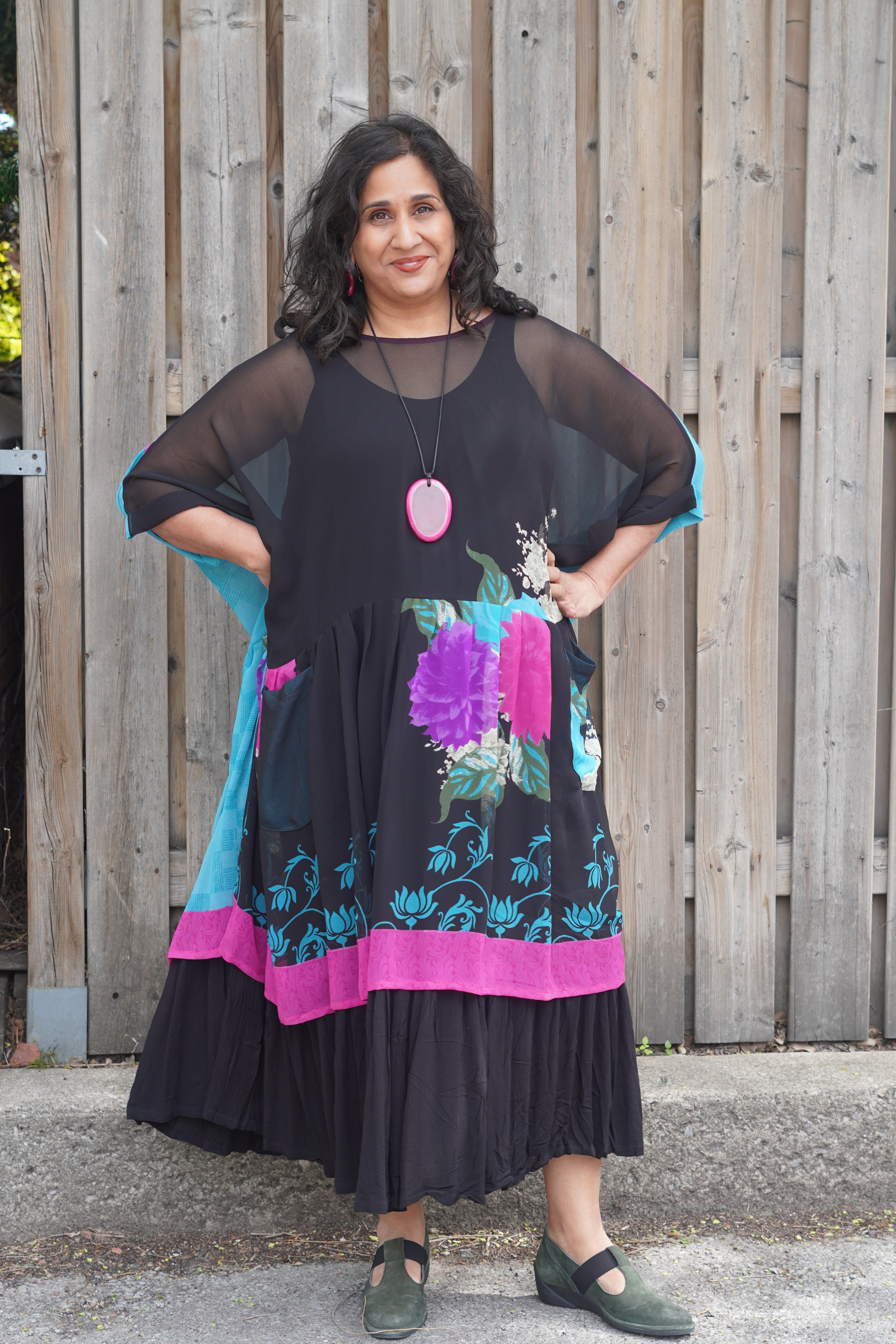 PRG8161 Sheer Wabi Sabi Pure Silk Boxy Babydoll Dress