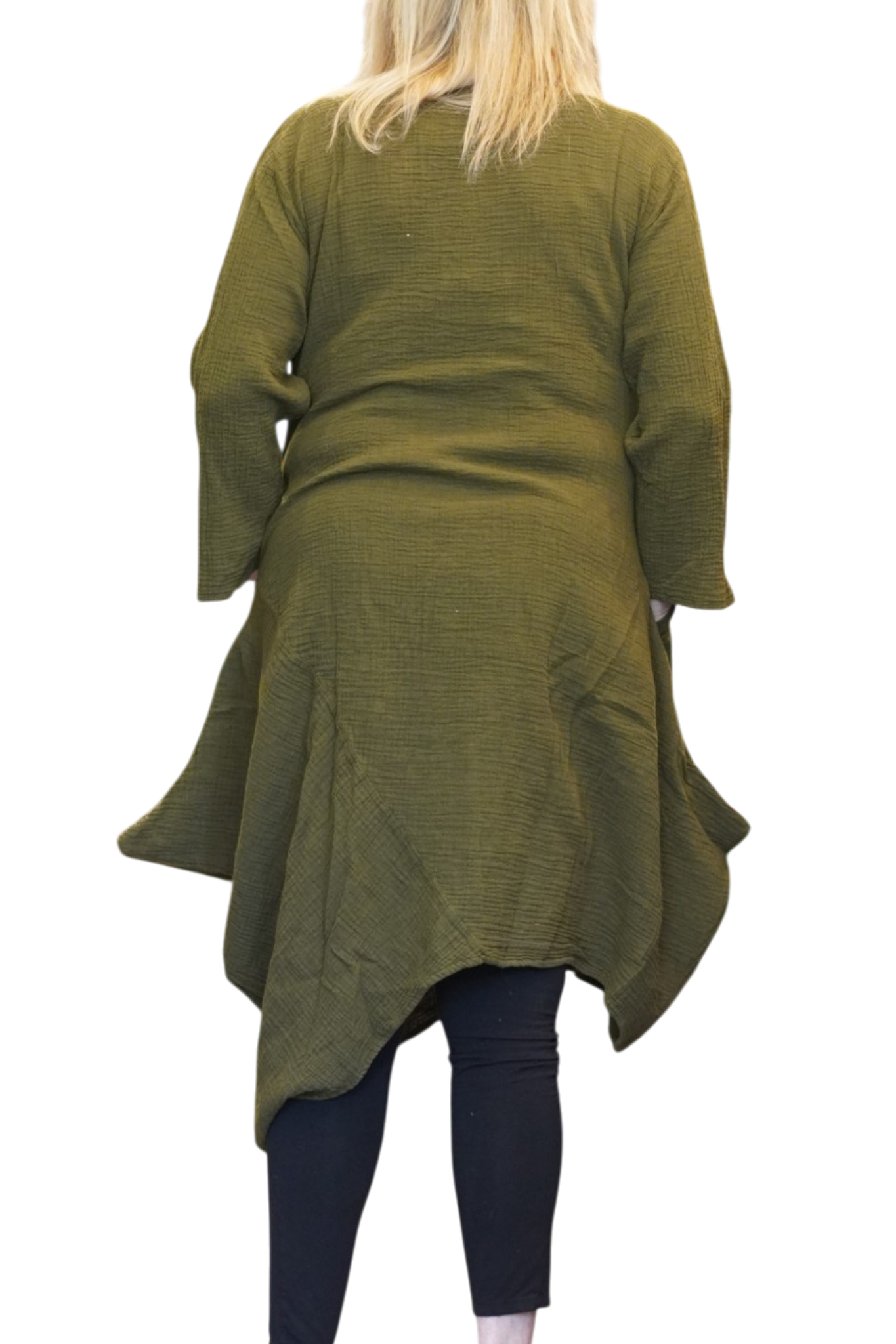 Olive Waffle Cotton Asymmetrical Tunic