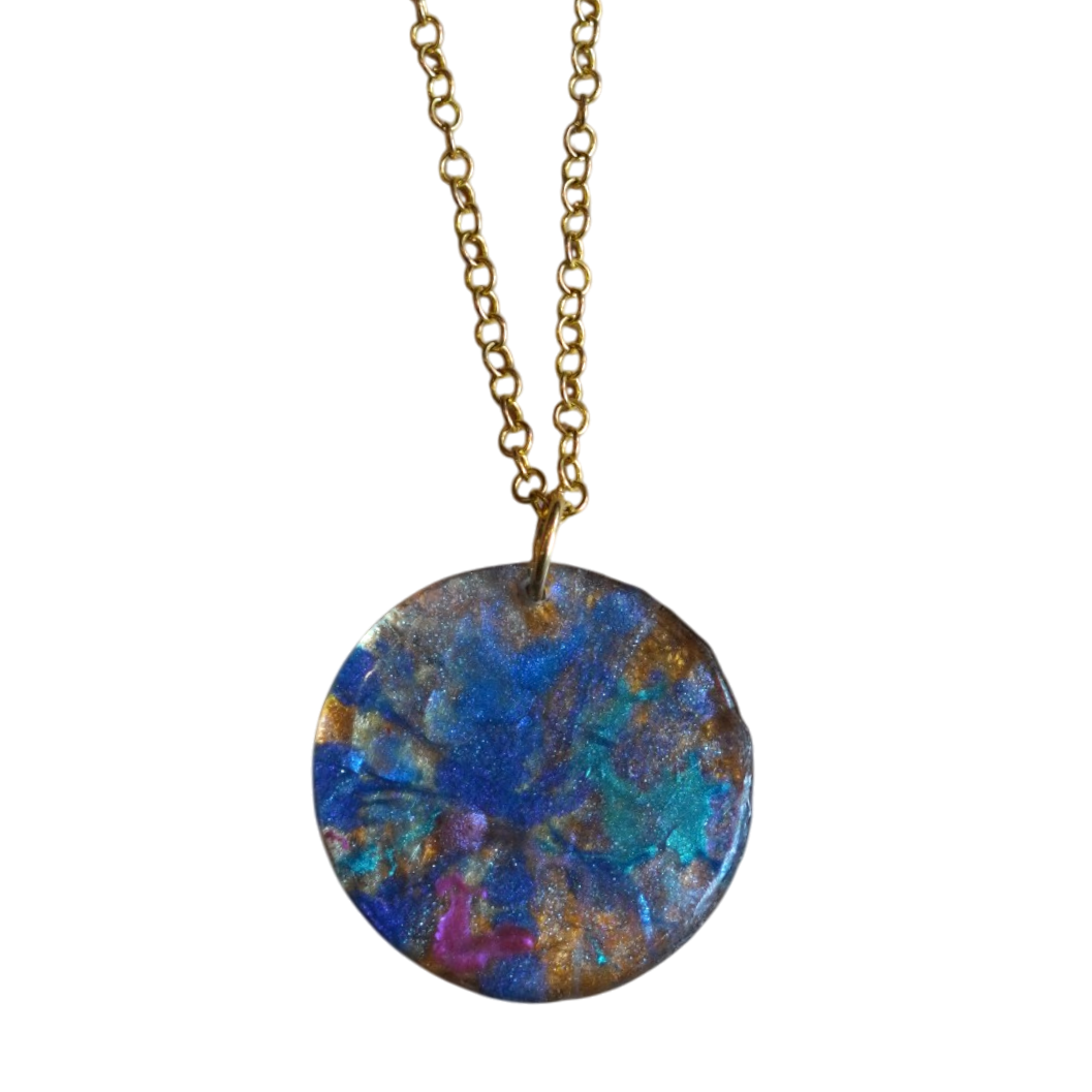 Gold Leaf Graphic Floral Pendant