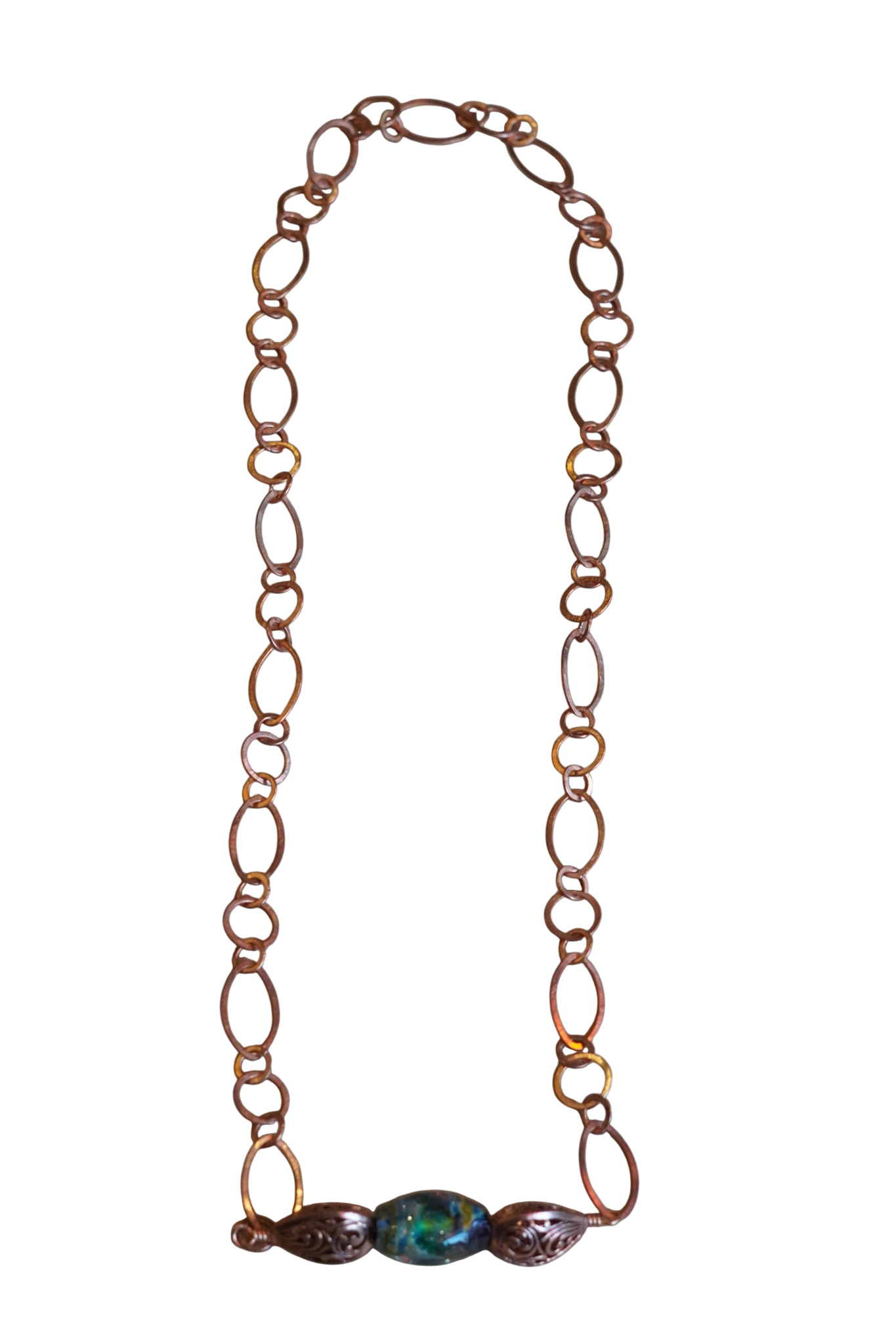 Lampwork Bead Teal Toned Necklace