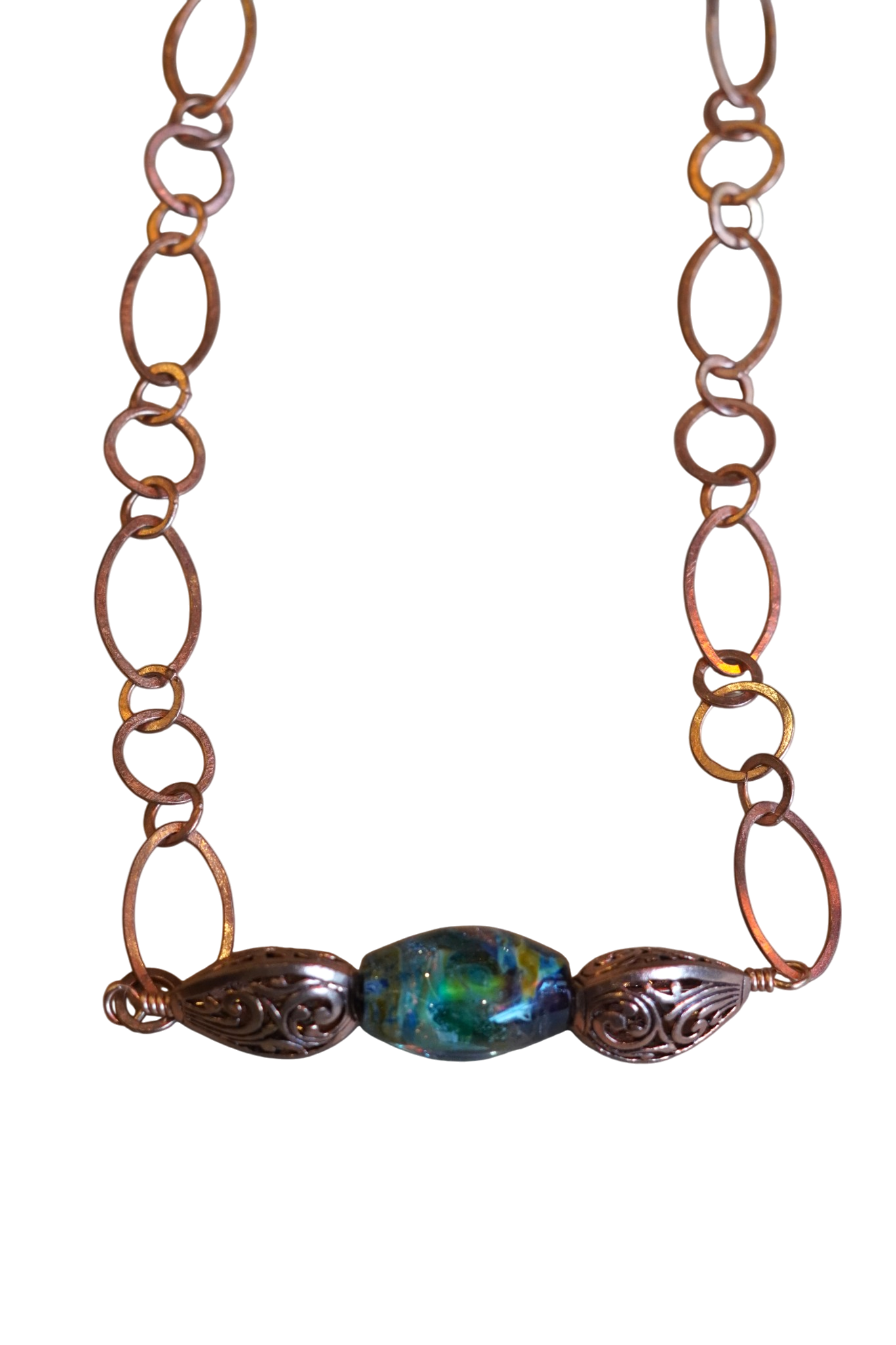Lampwork Bead Teal Toned Necklace
