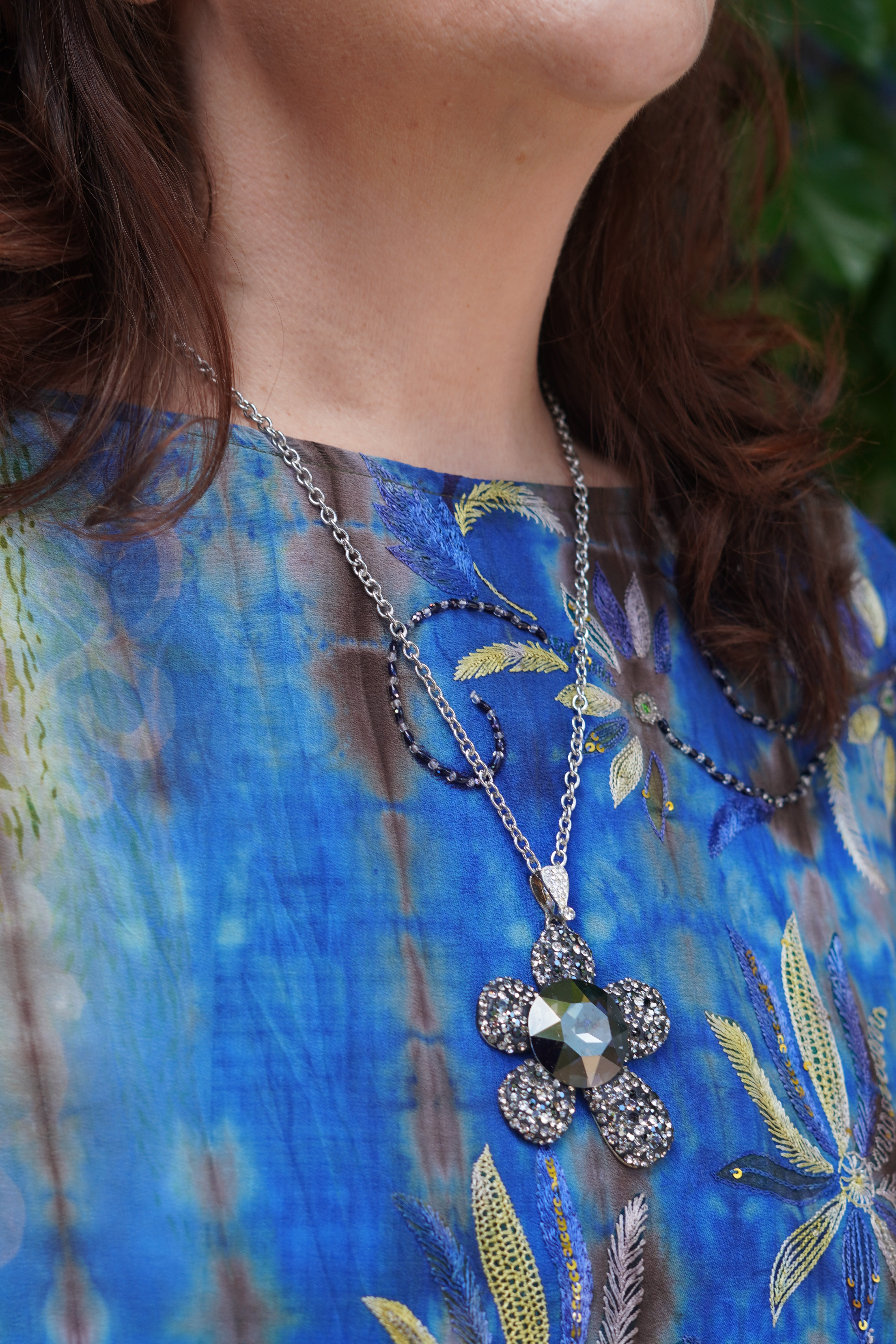 Smokey Swarovski Crystal Flower Pendant