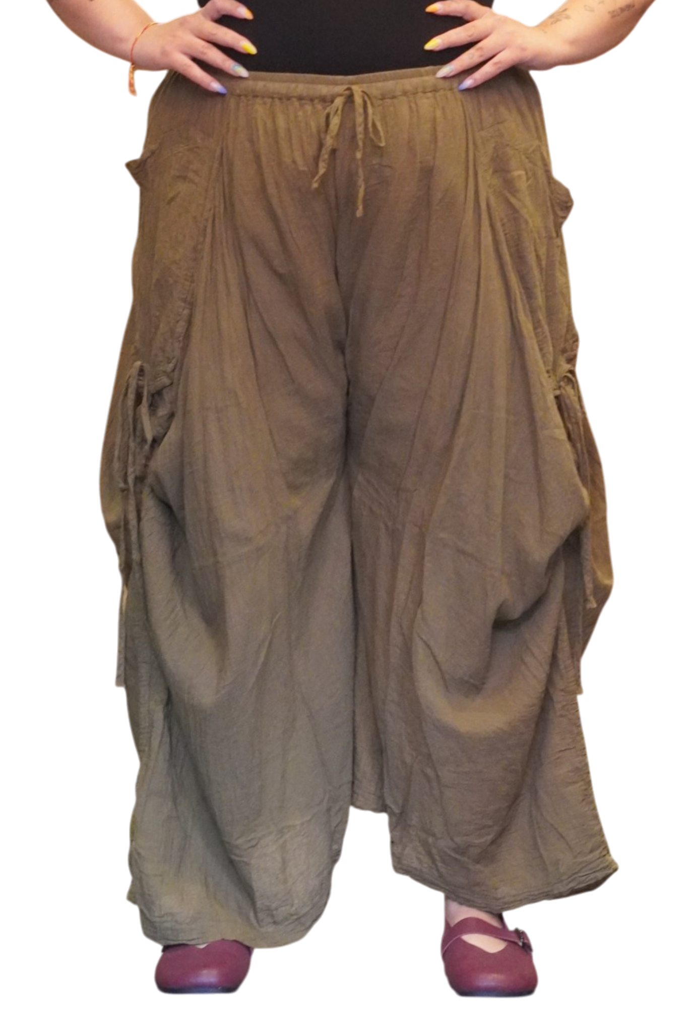 Olive Cotton Voile Tashi Versatile Pants/Skirt