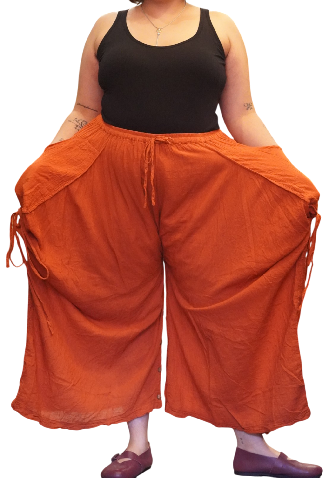 Burnt Orange Cotton Voile Tashi Versatile Pants/Skirt